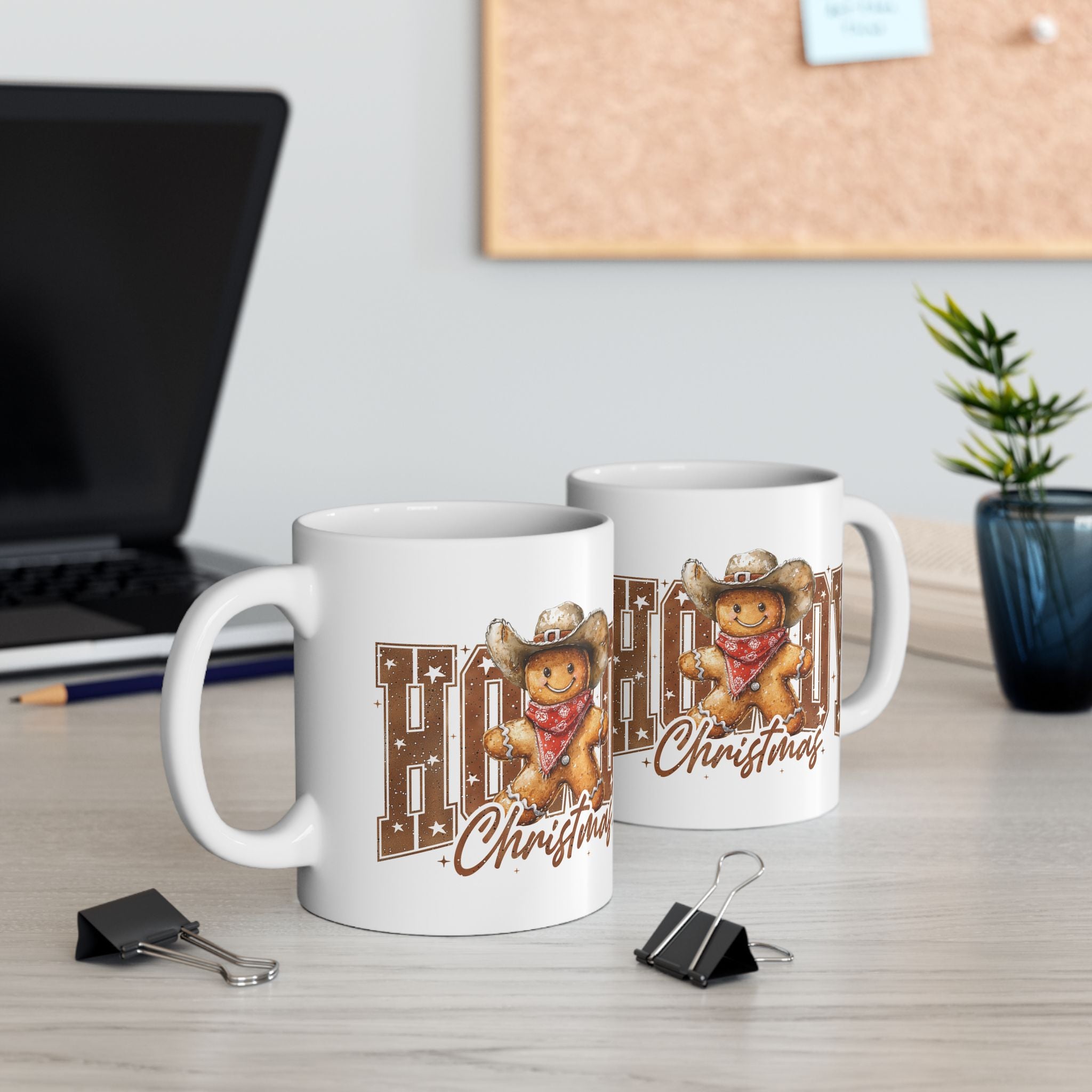 Western Gingerbread Howdy Christmas Ceramic Country Gift Mug