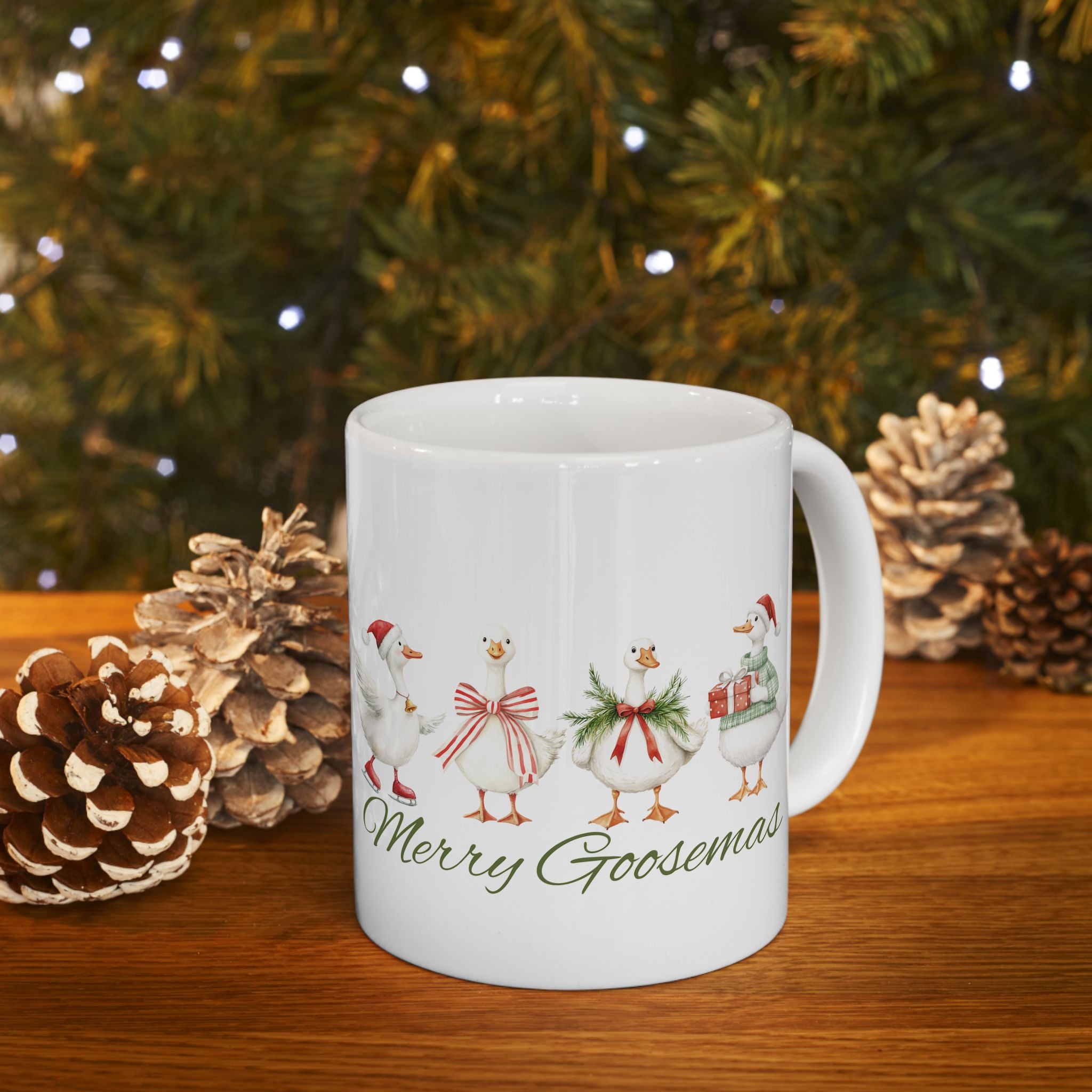'Merry Goosemas' Christmas Goose Mug — Holiday Coffee Cup (11oz & 15oz)