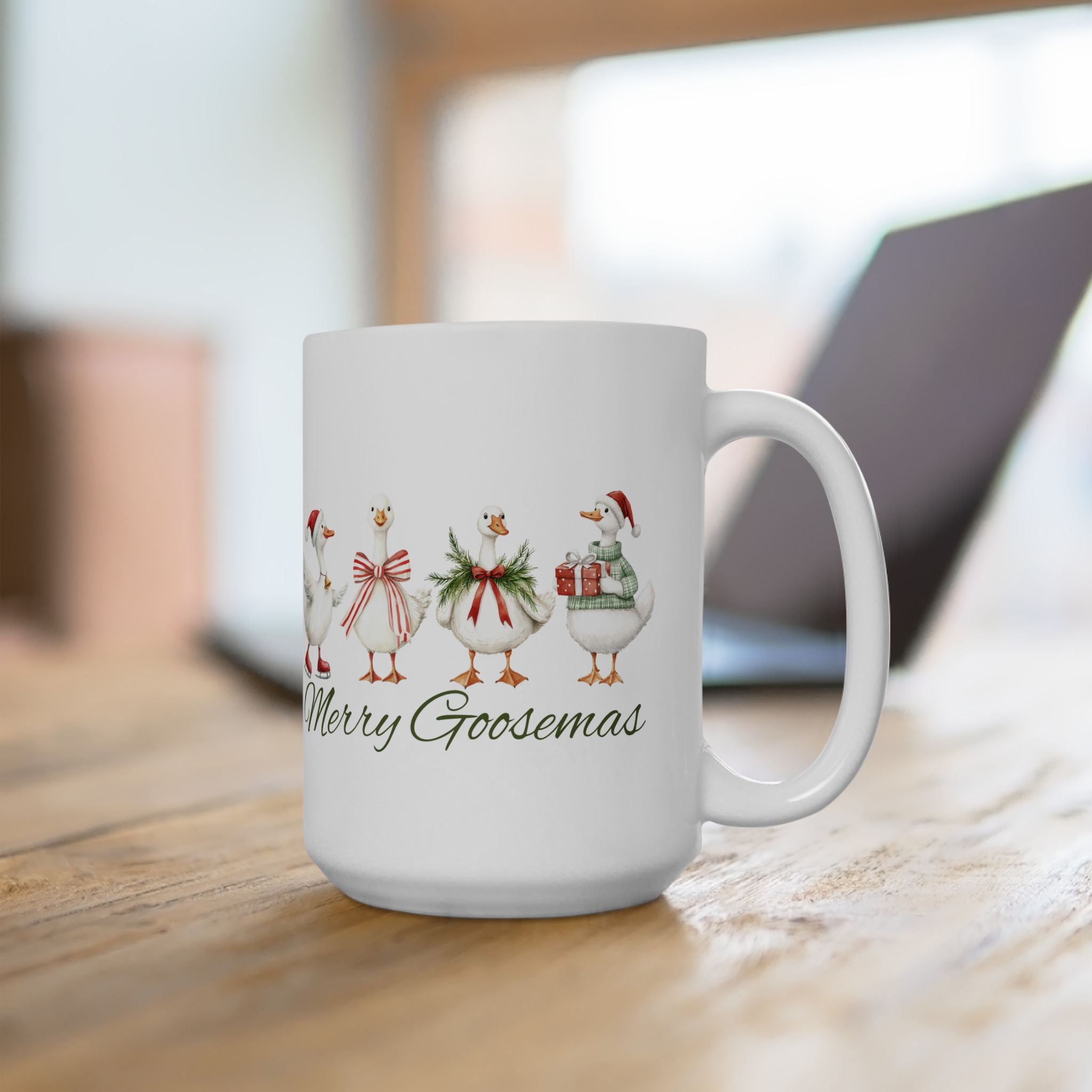 'Merry Goosemas' Christmas Goose Mug — Holiday Coffee Cup (11oz & 15oz)