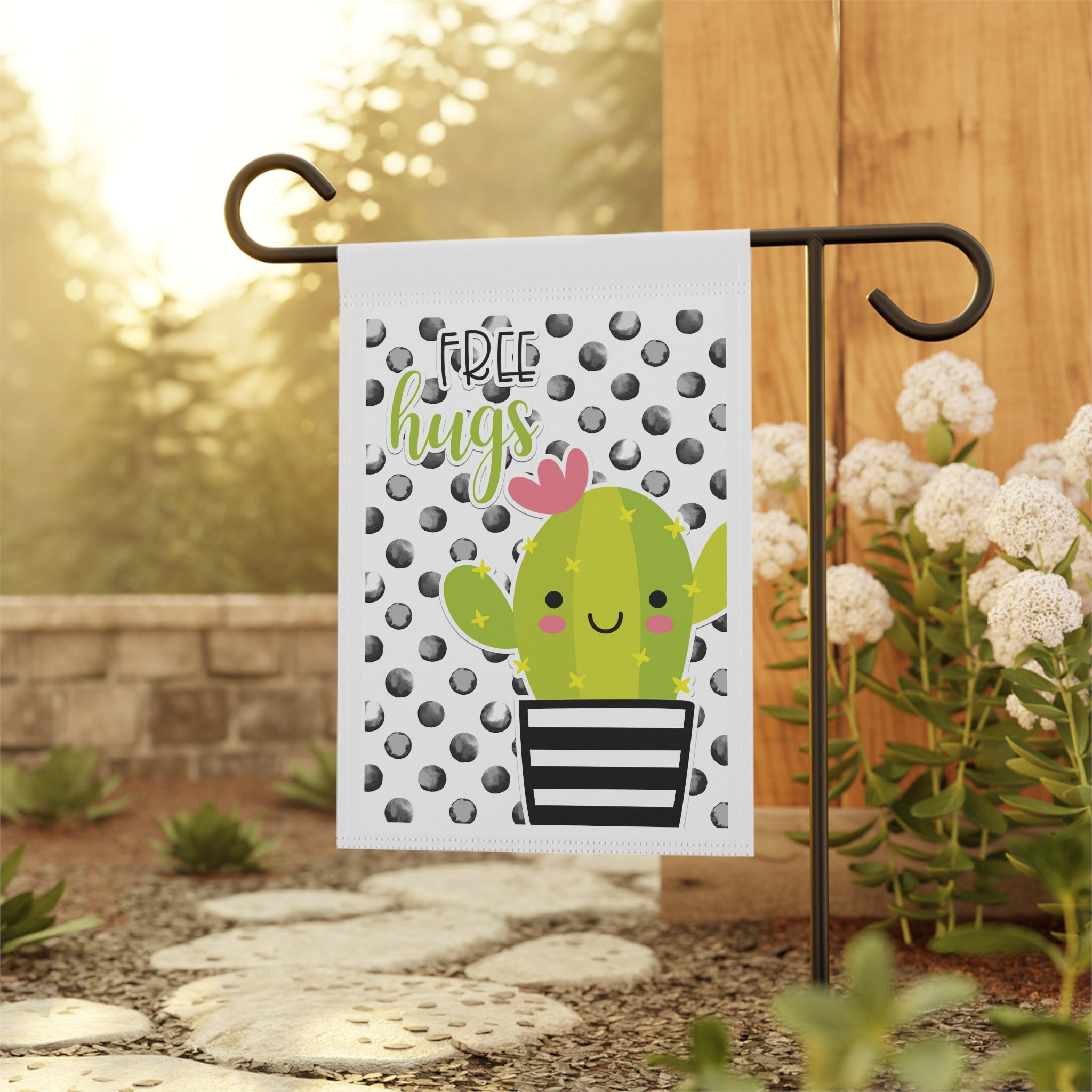 Free Hugs Botanical Garden Flag 12x18 – Cute Cactus Succulent Yard Decor