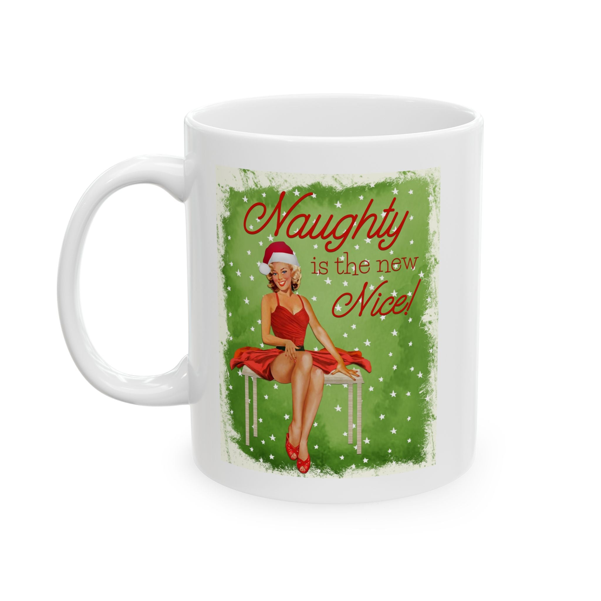 Naughty Is The New Nice – Funny Vintage Christmas Pinup Mug (11oz, 15oz)