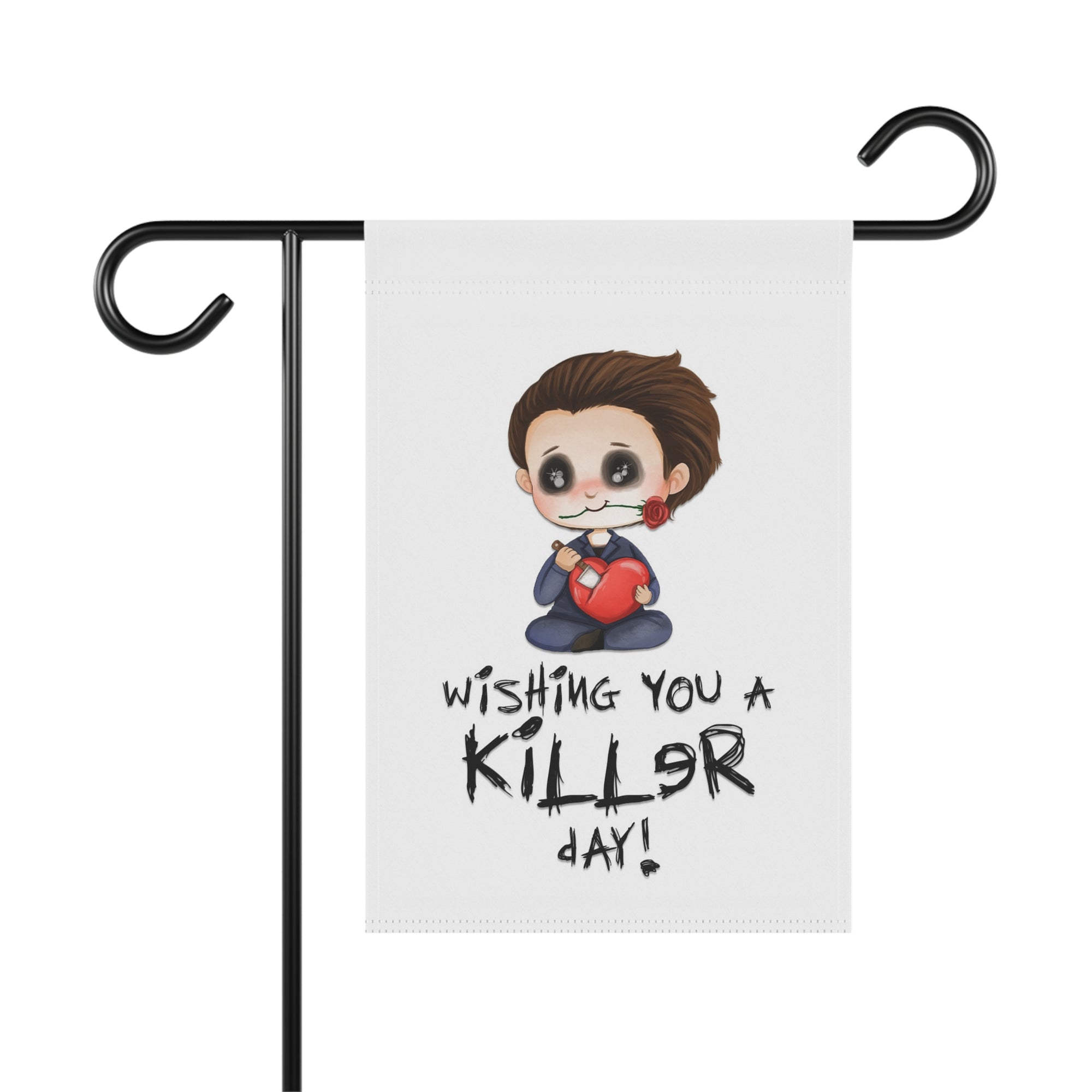 Wishing You A Killer Day cute horror garden flag, 12x18 yard decor