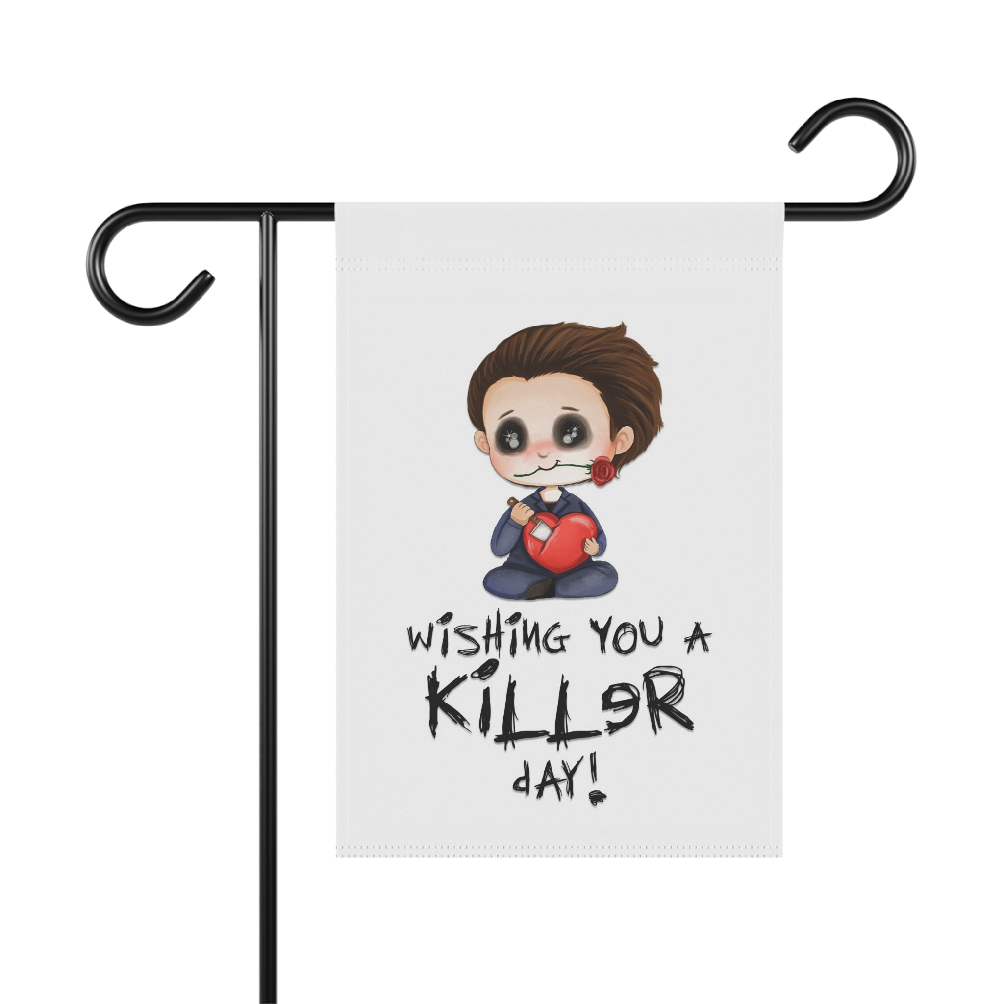 Wishing You A Killer Day Garden Flag 12x18 – Cute Horror Yard Decor