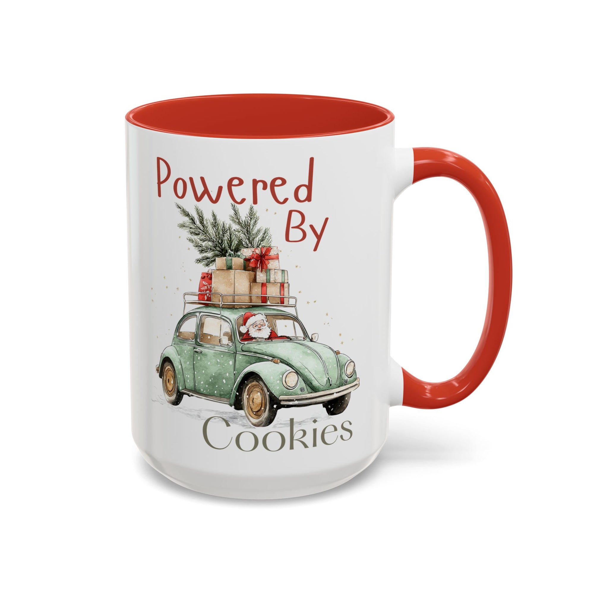 "Powered By Cookies" Holiday Santa Vintage Car Christmas Coffee Mug (11/15oz)