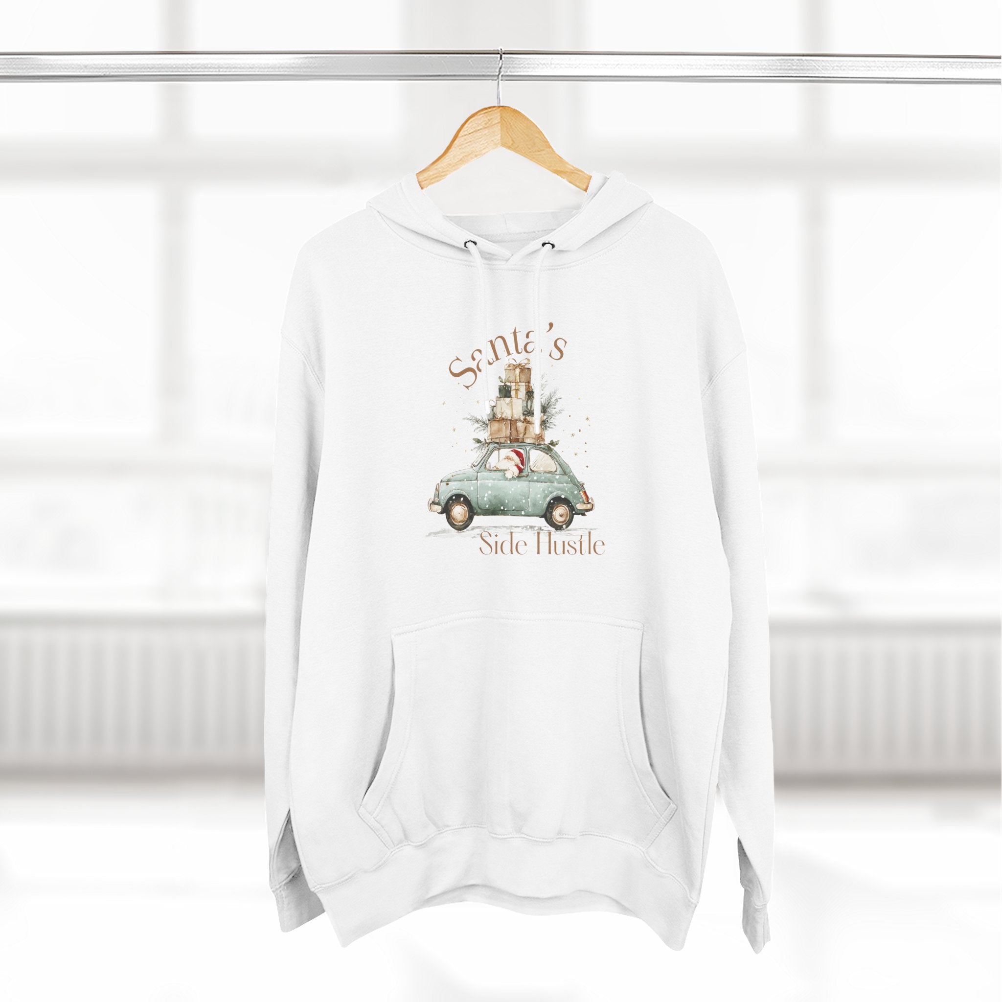 Santa’s Side Hustle Hoodie - Vintage Car Christmas Holiday Pullover