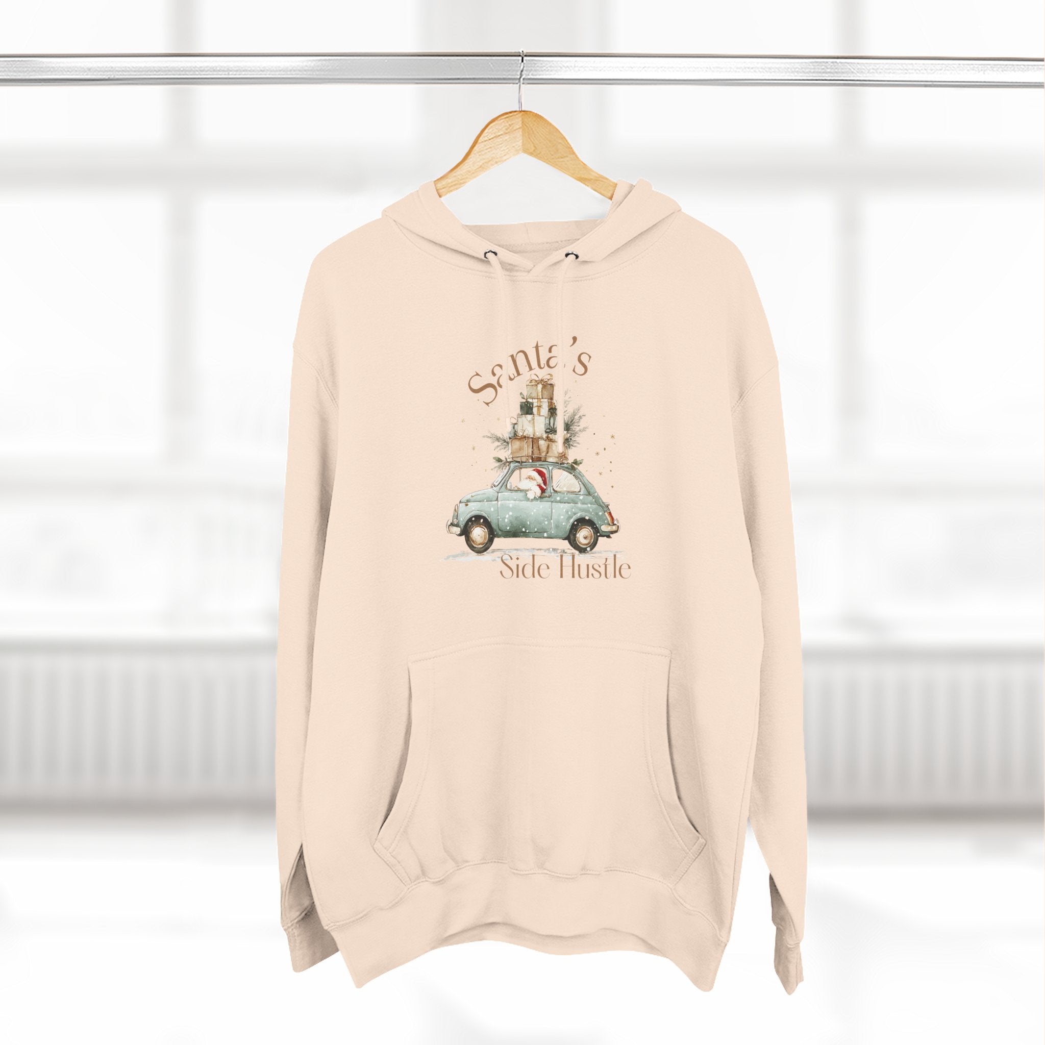Santa’s Side Hustle Hoodie - Vintage Car Christmas Holiday Pullover
