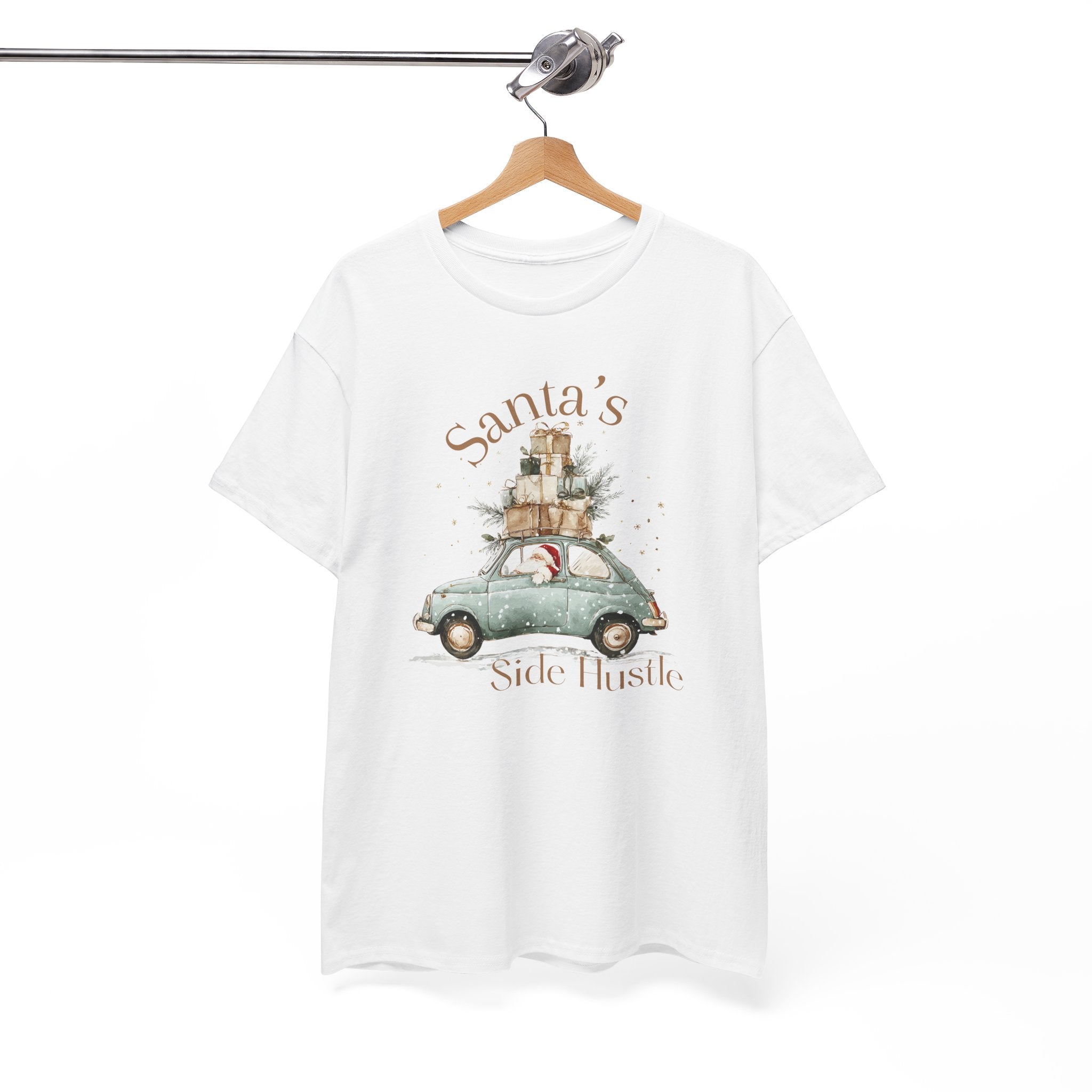 "Santa's Side Hustle" Vintage Car Holiday Tee Christmas T-Shirt