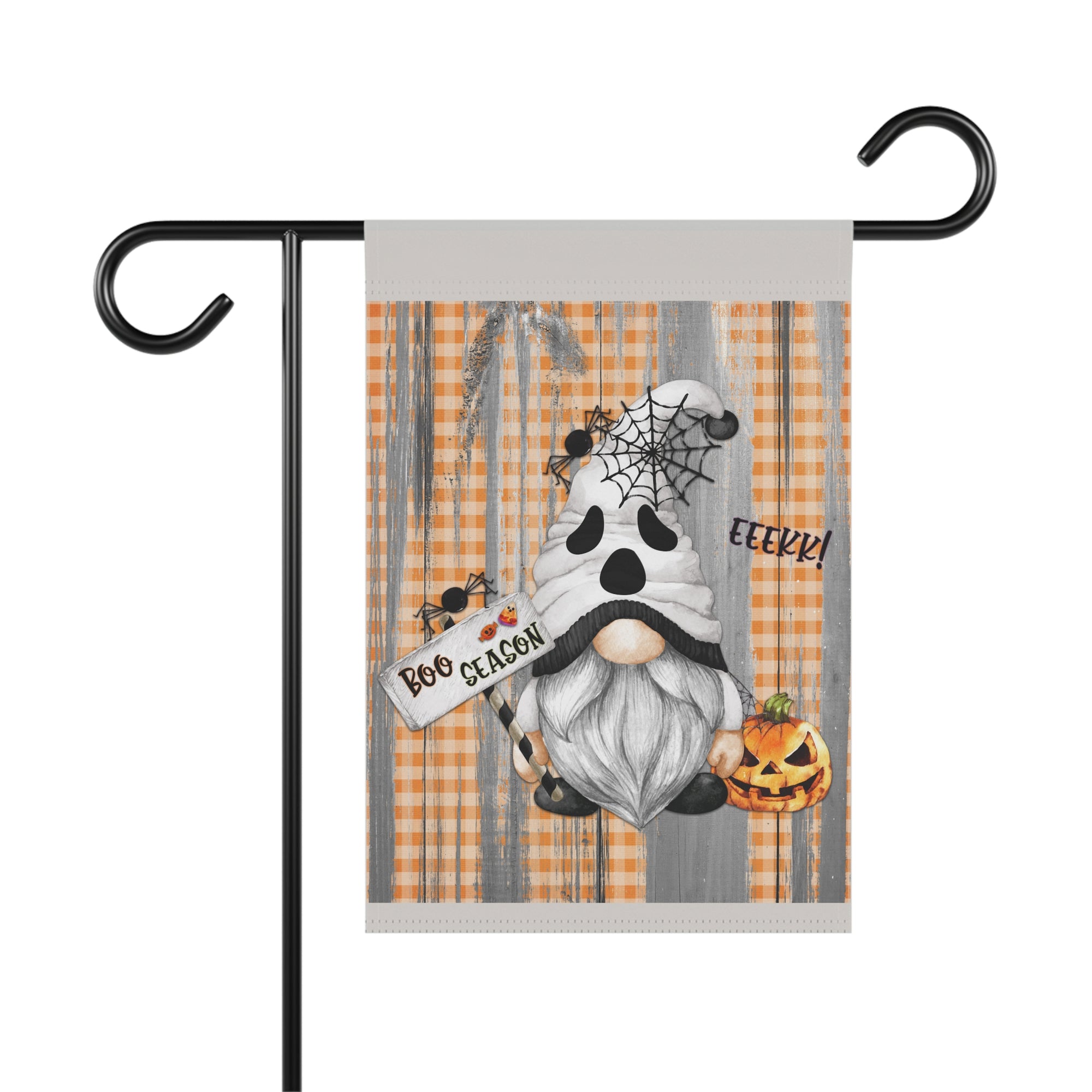 It's BOO Season Eeekk gnome ghost Halloween garden flag, 12x18 yard decor