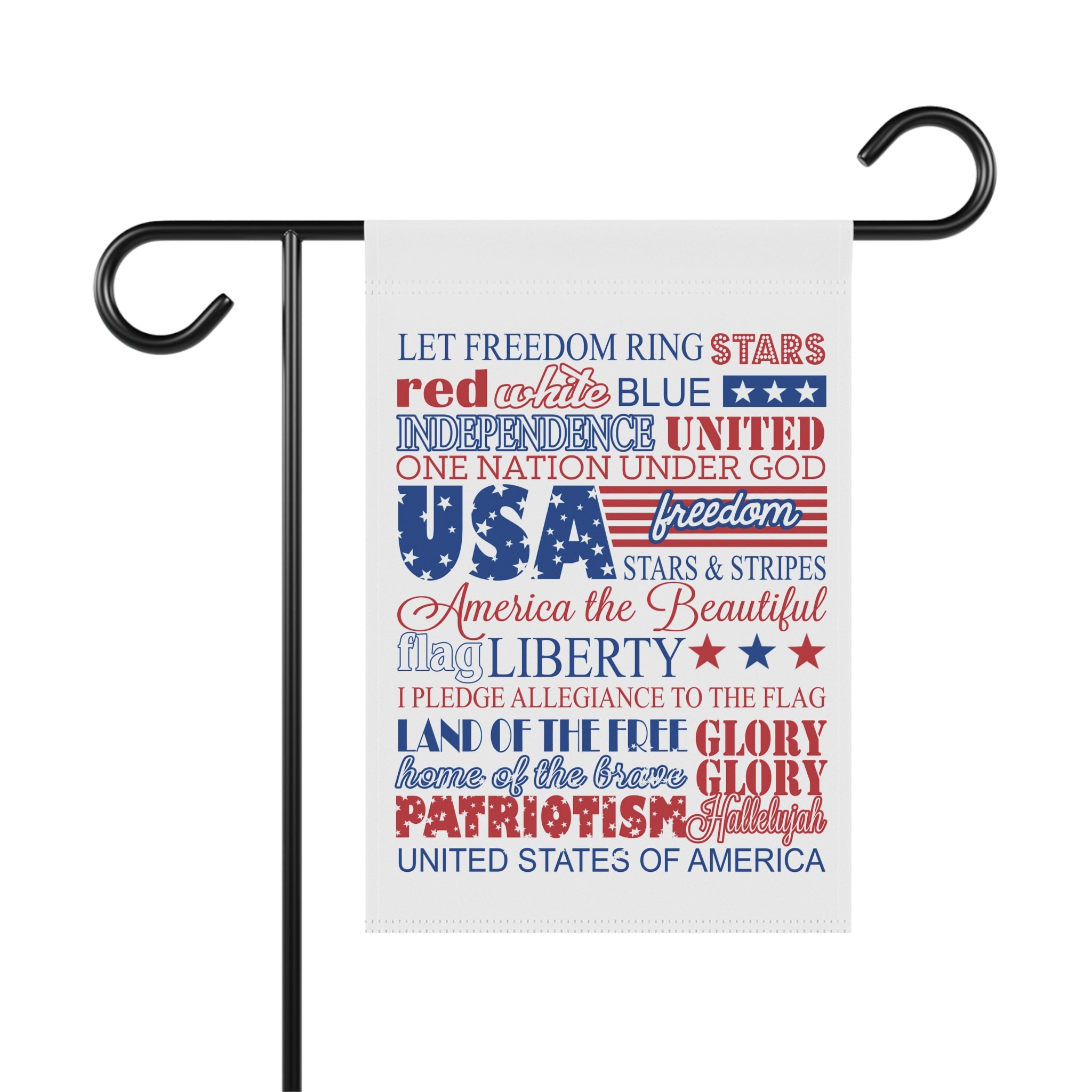 USA Freedom Words Garden Flag 12x18 – Stars and Stripes Patriotic Yard Decor