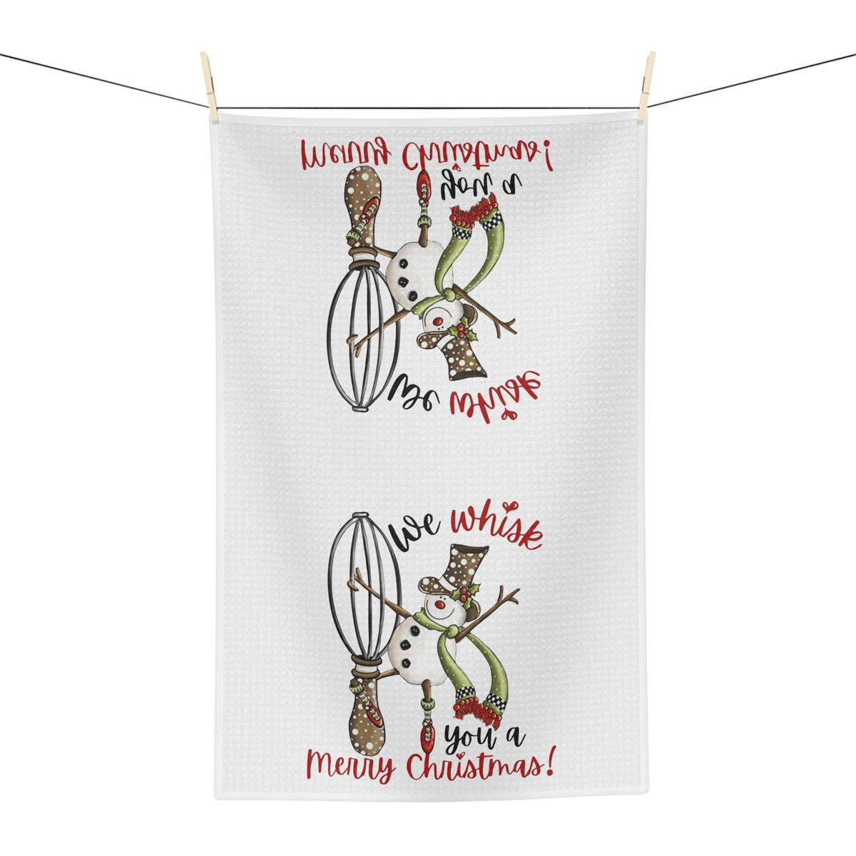 We Whisk You a Merry Christmas snowman and whisk tea towel — Silly Goose Gift