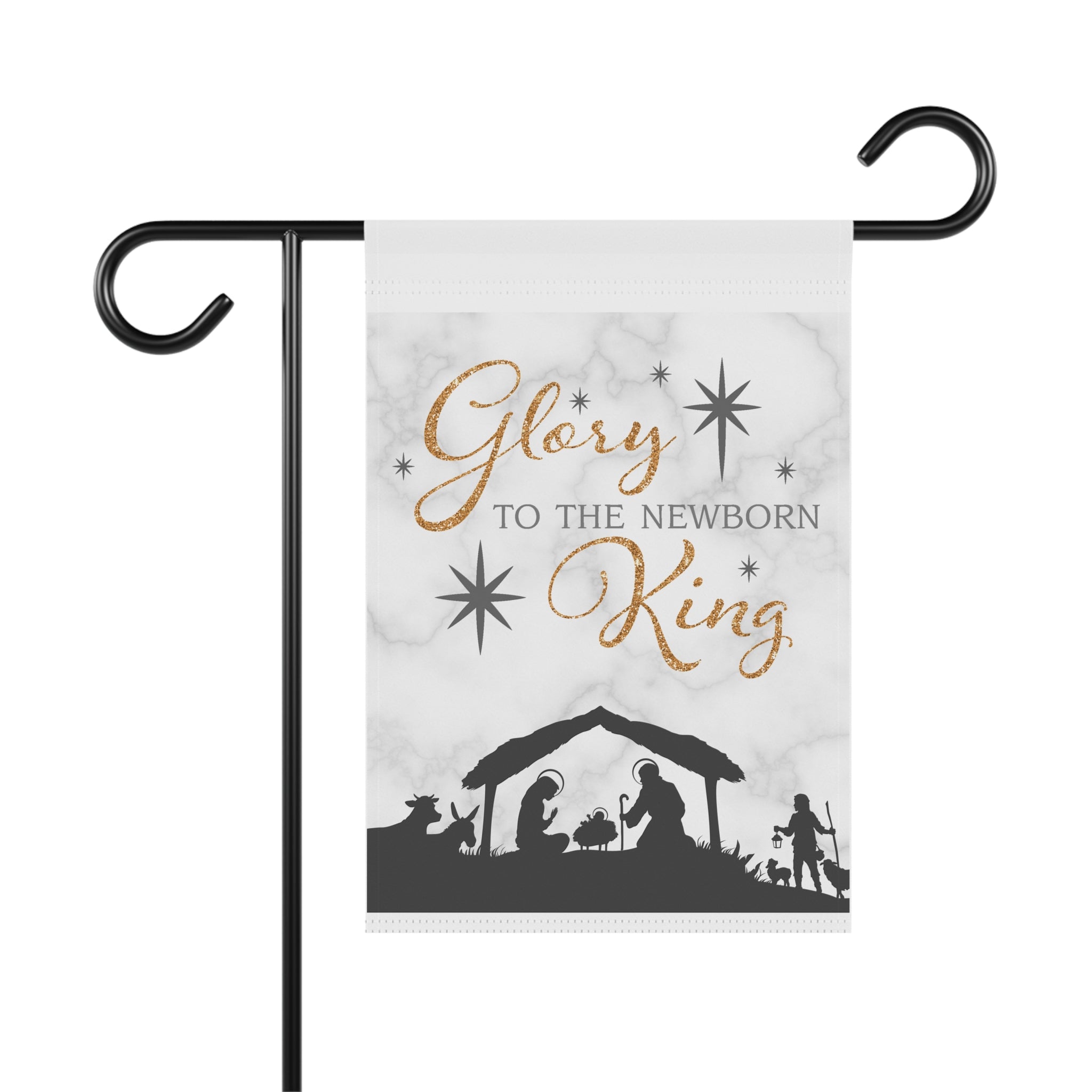 Glory To The Newborn King nativity scene Christmas garden flag, 12x18 winter yard decor