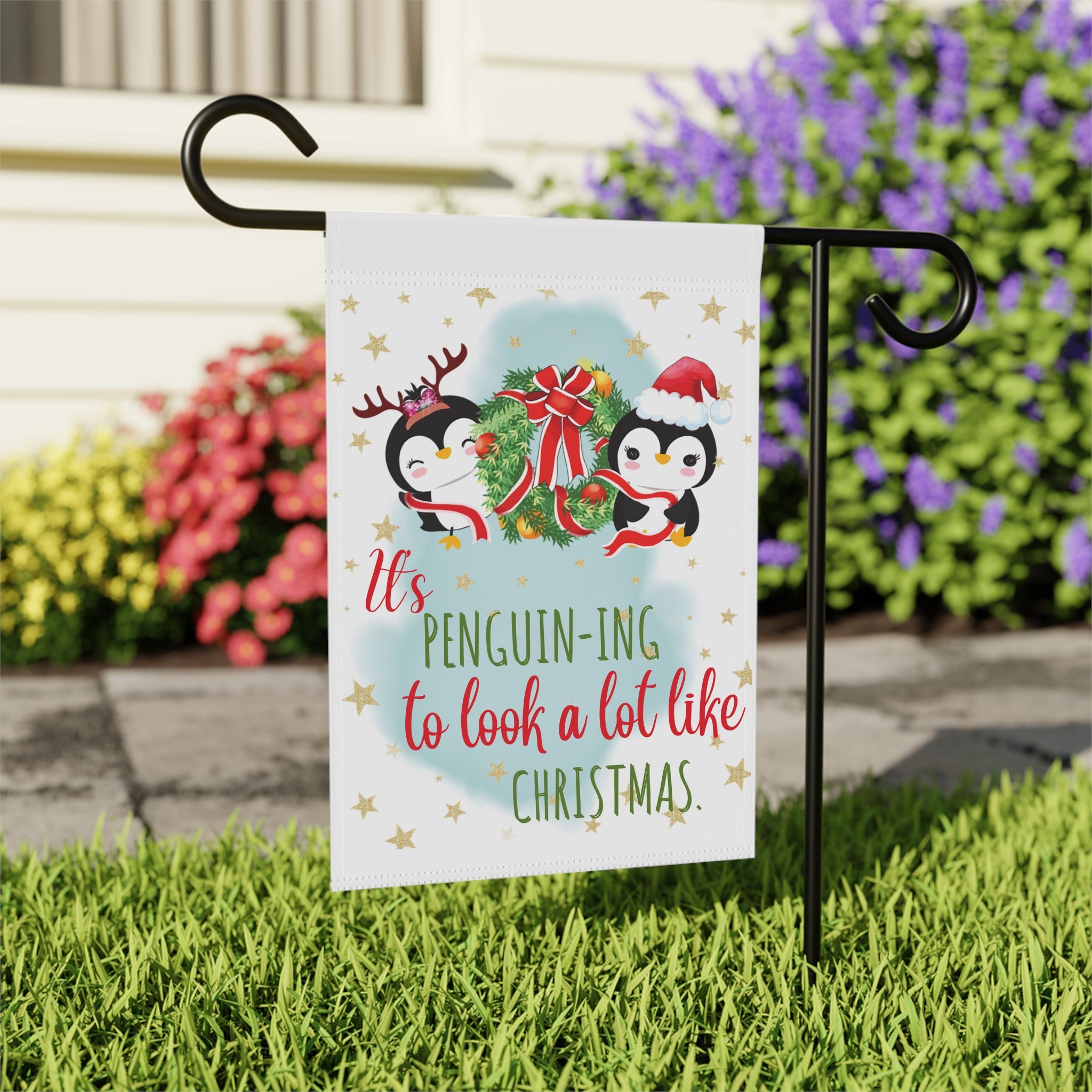 Cutest Penguin Christmas Garden Flag 12x18 – Winter House Yard Decor