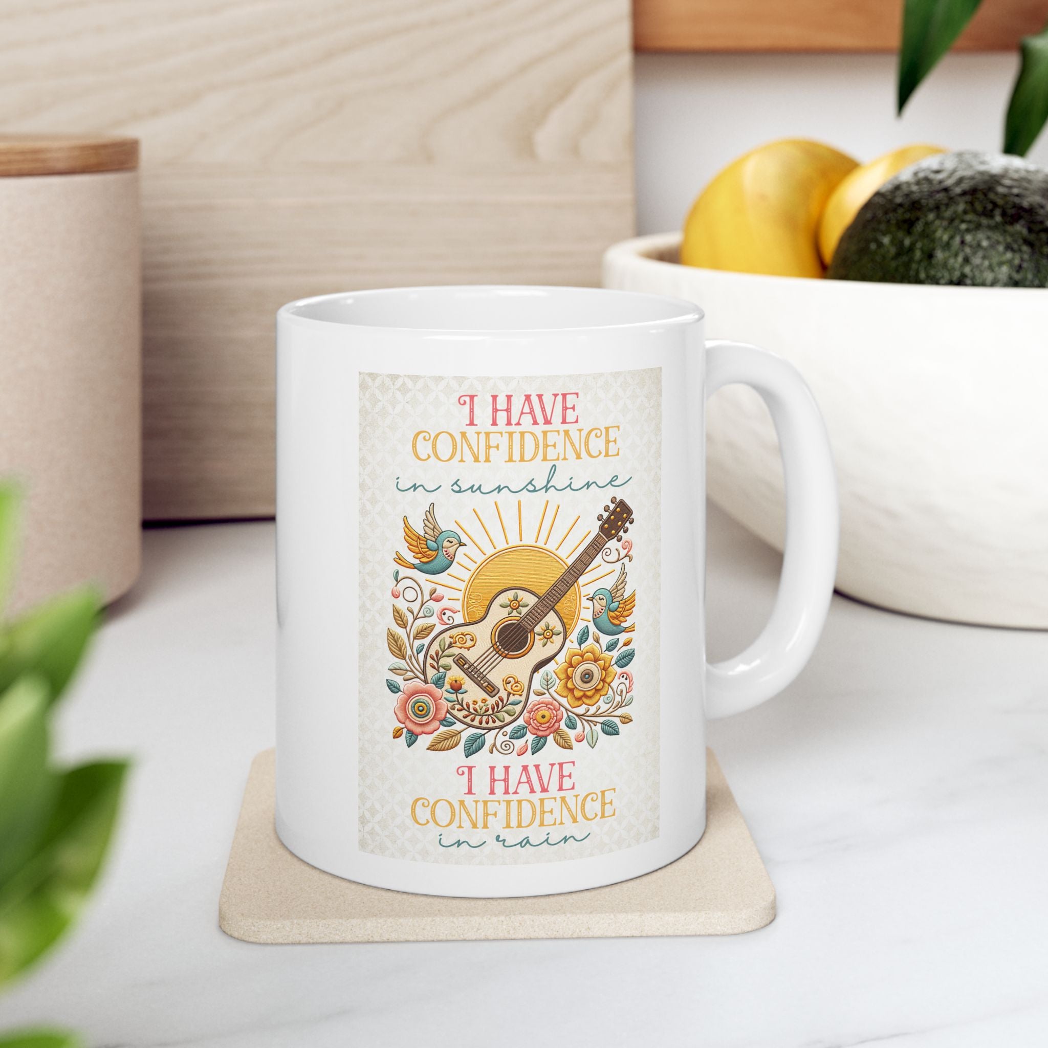 I Have Confidence In Sunshine – Watercolor Guitar Coffee Mug (11oz, 15oz)