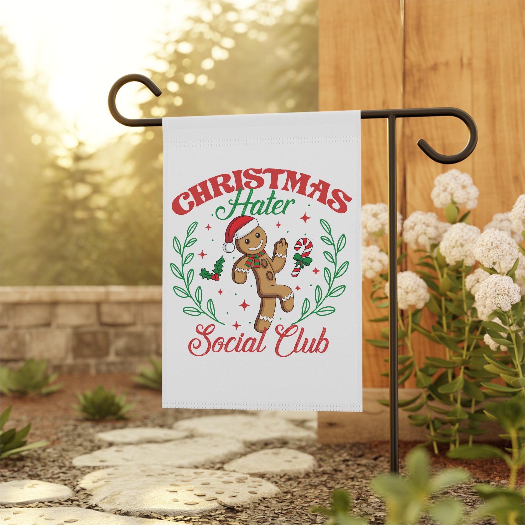 Christmas Hater Social Club Garden Flag 12x18 – Funny Winter House Yard Decor