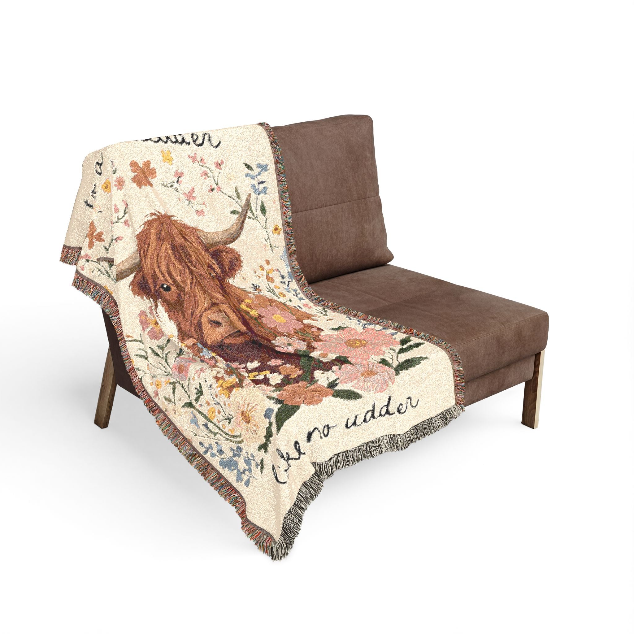 Highland Cow Woven Blanket "To A Mudder Like No Udder" Funny Mother's Day Gift