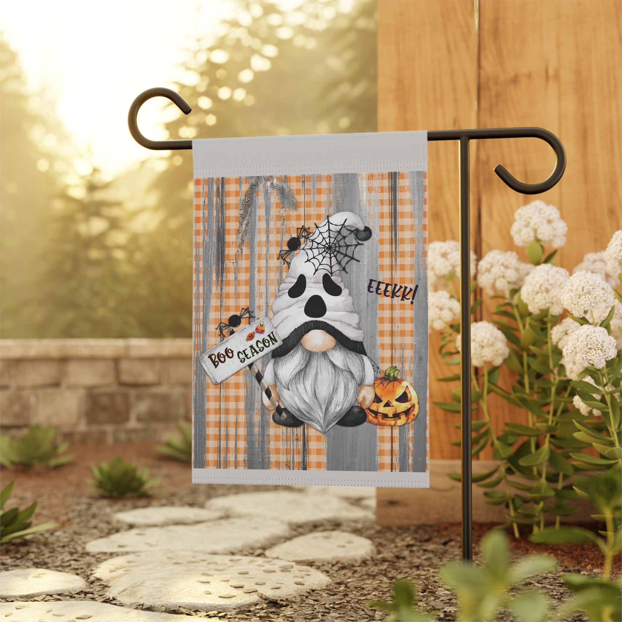 It's BOO Season Eeekk! Garden Flag 12x18 – Halloween Gnome House Yard Decor