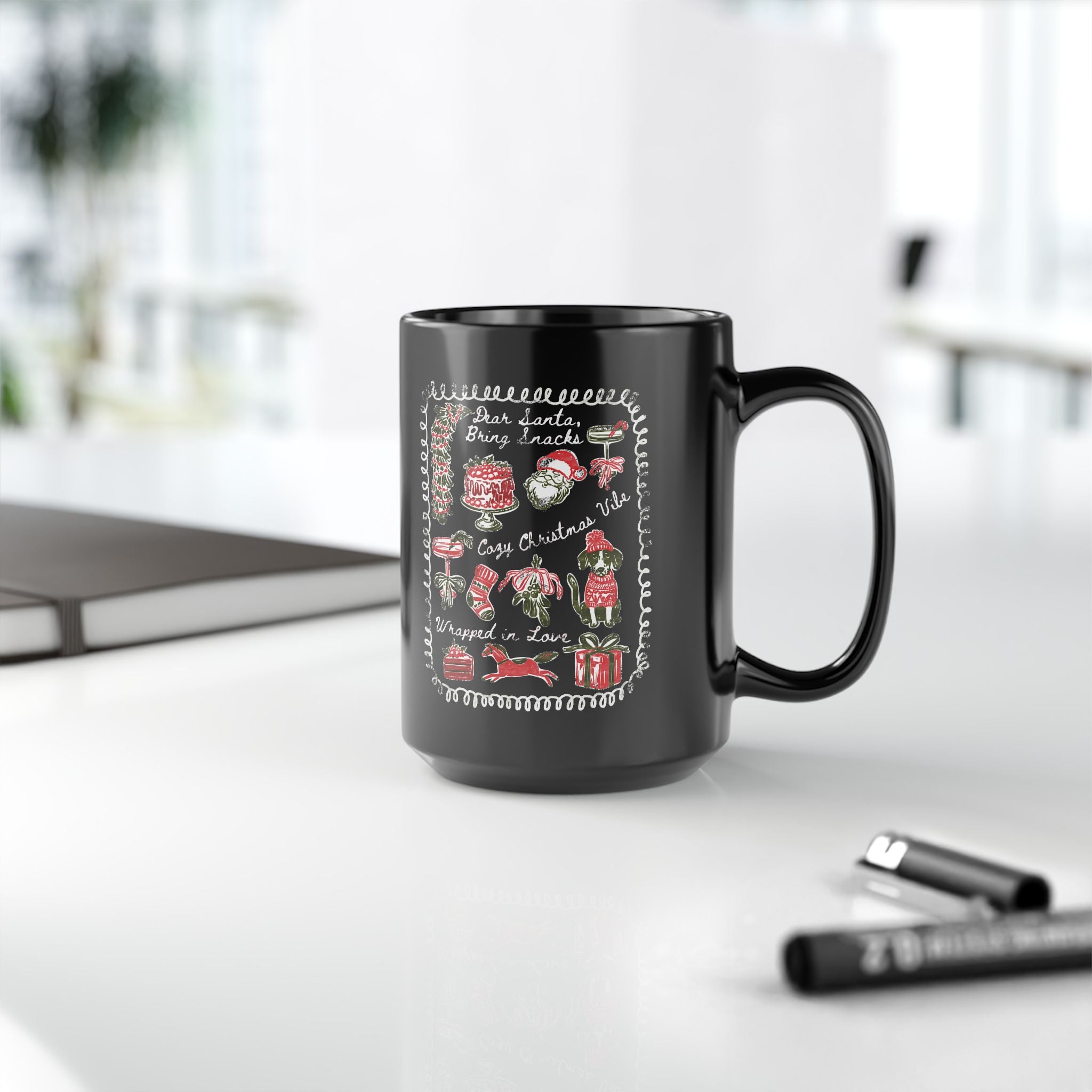 Cozy Christmas Mug Holiday Black Tea Cup (11oz/15oz)