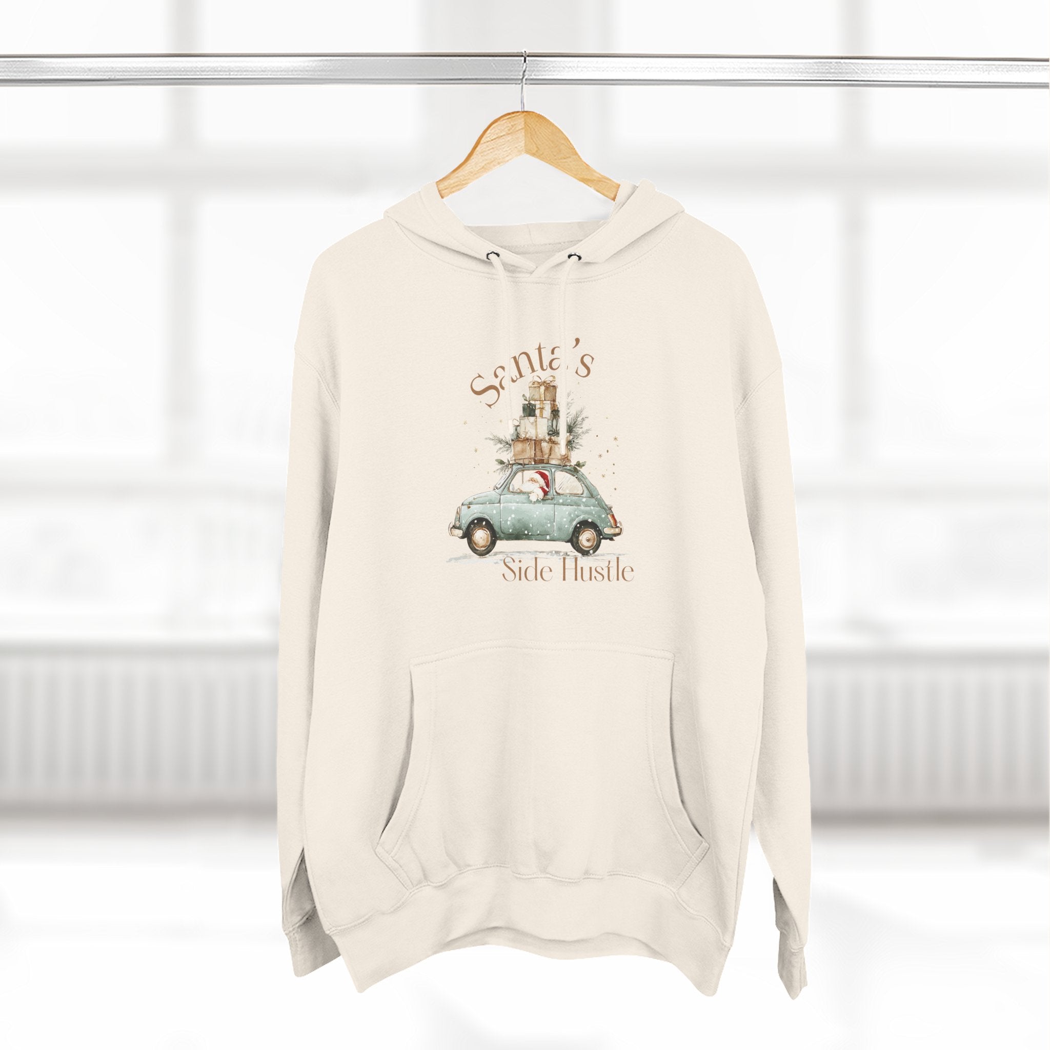 Santa’s Side Hustle Hoodie - Vintage Car Christmas Holiday Pullover
