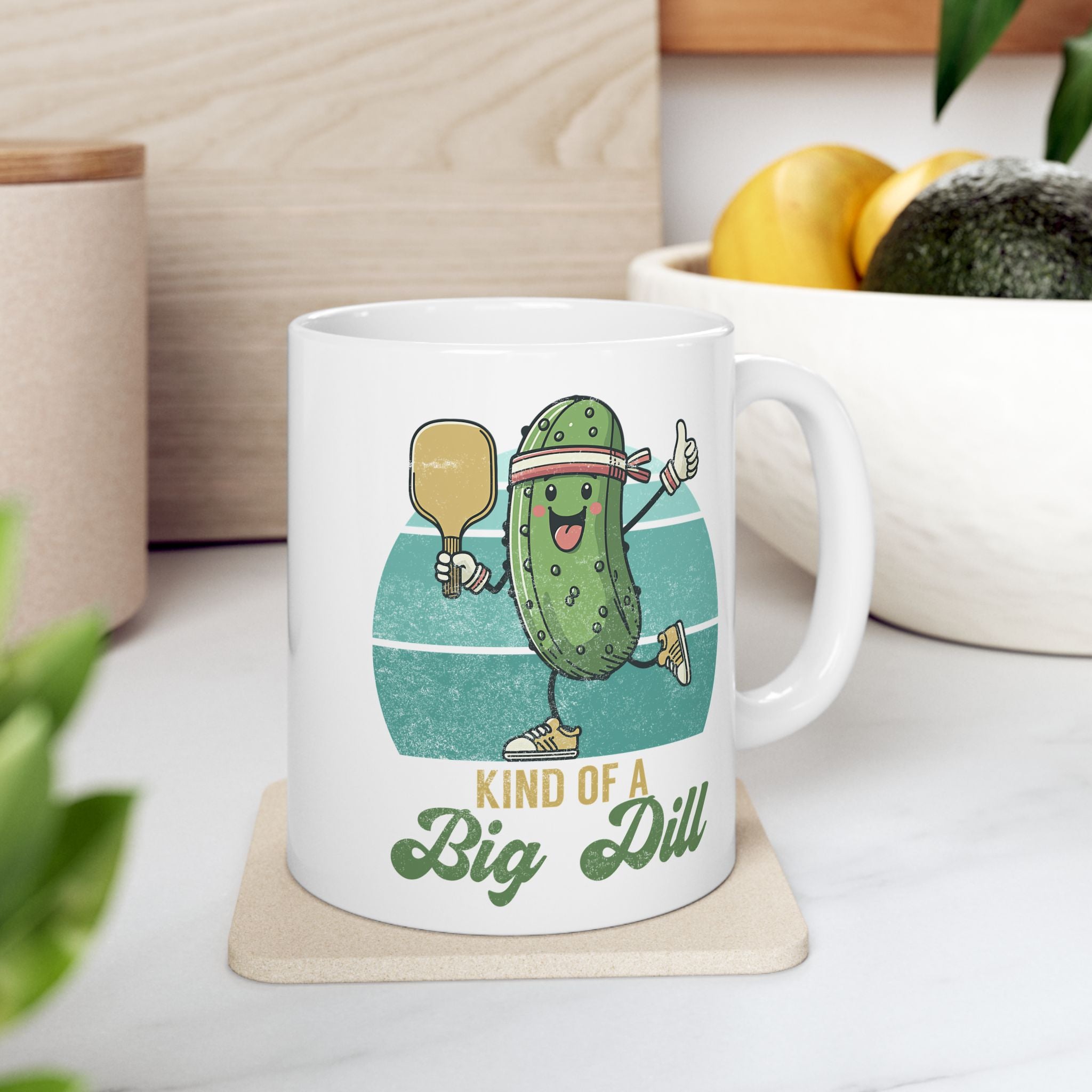 Retro Vibe Pickleball 'Kind of a Big Dill' Funny Coffee Mug