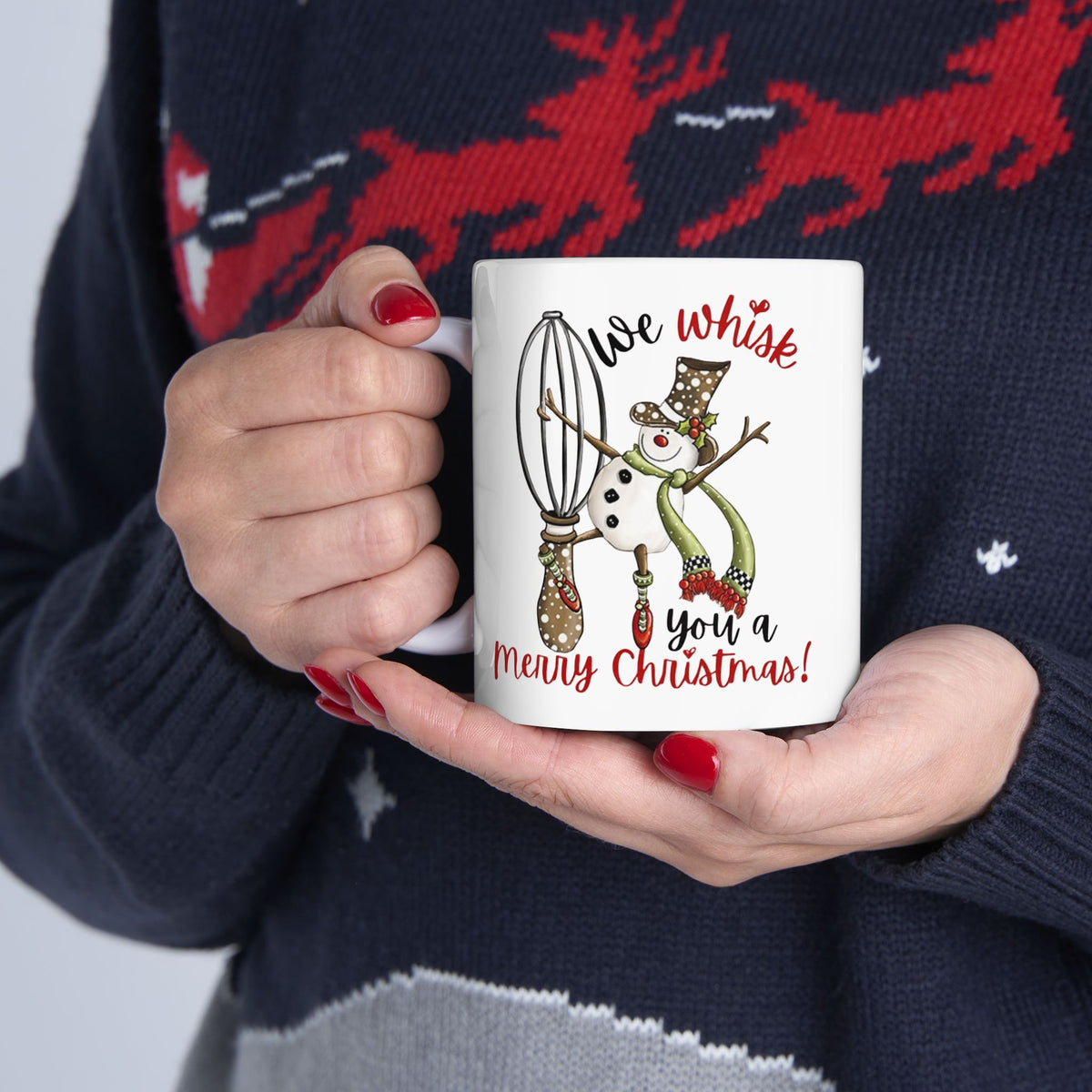 We Whisk You a Merry Christmas – Funny Baking Christmas Coffee Mug (11oz, 15oz)