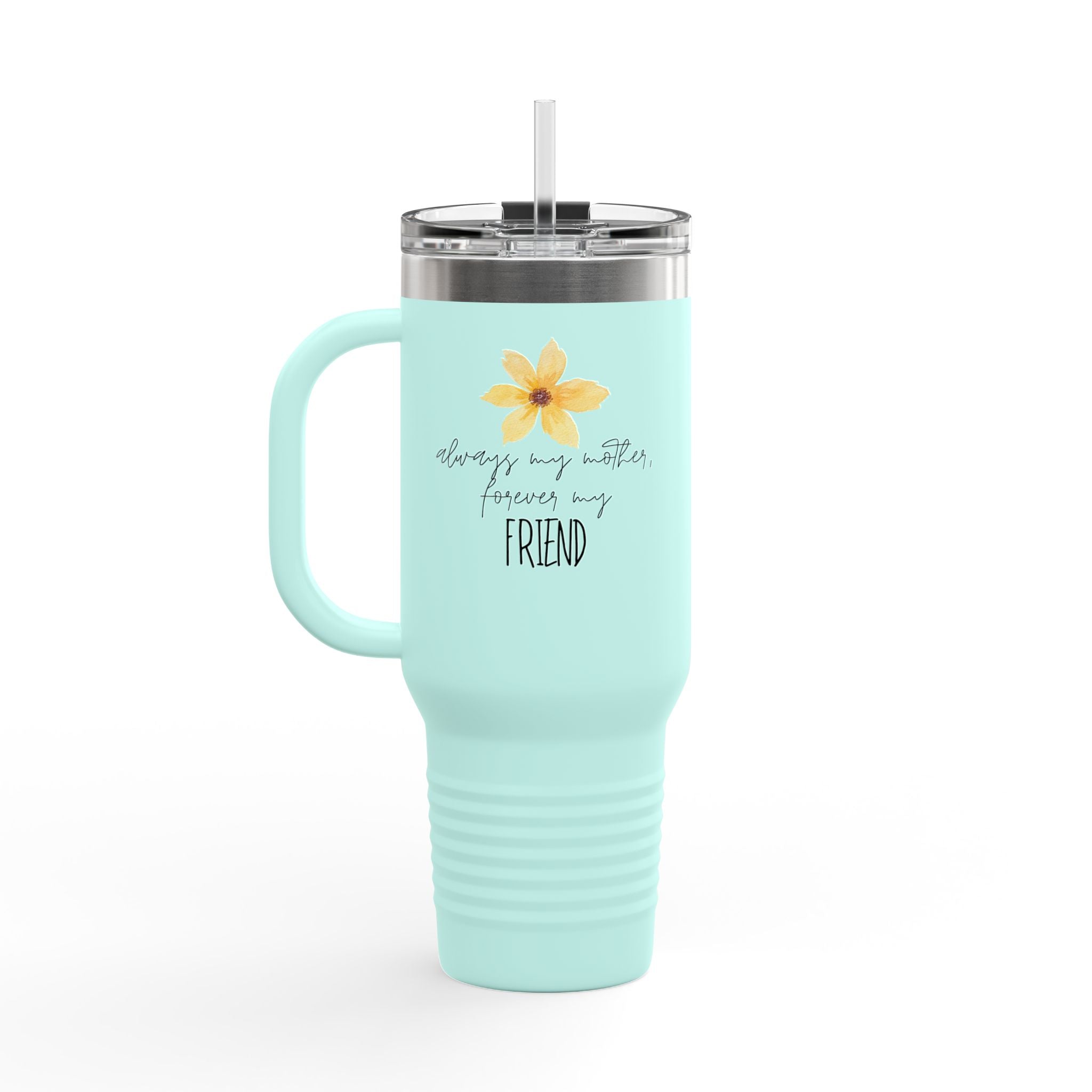 Personalized Mothers Day Tumbler Watercolor Floral 40oz Travel Mug Gift for Mom