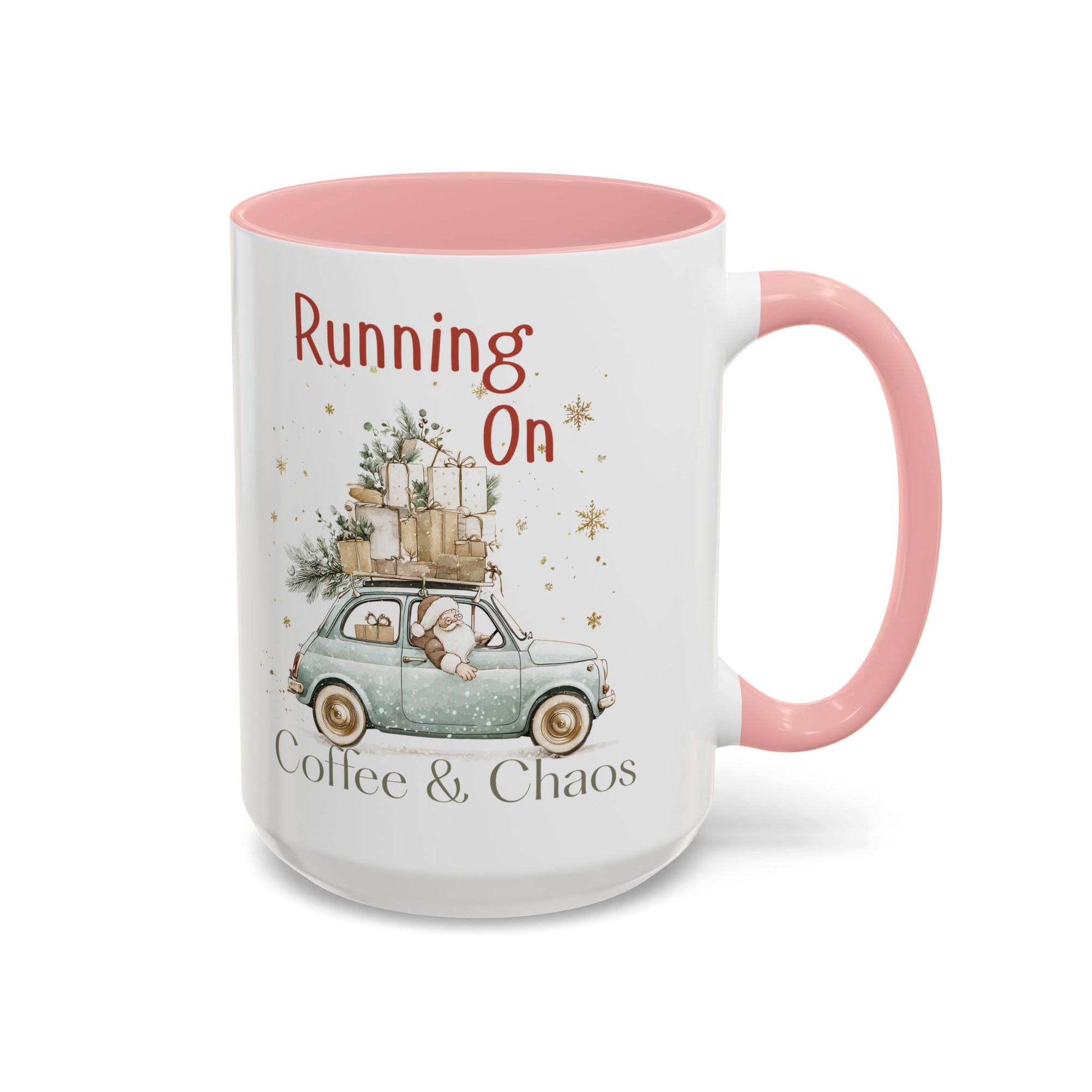 "Running On Coffee & Chaos" Vintage Christmas Holiday Vibe Mug