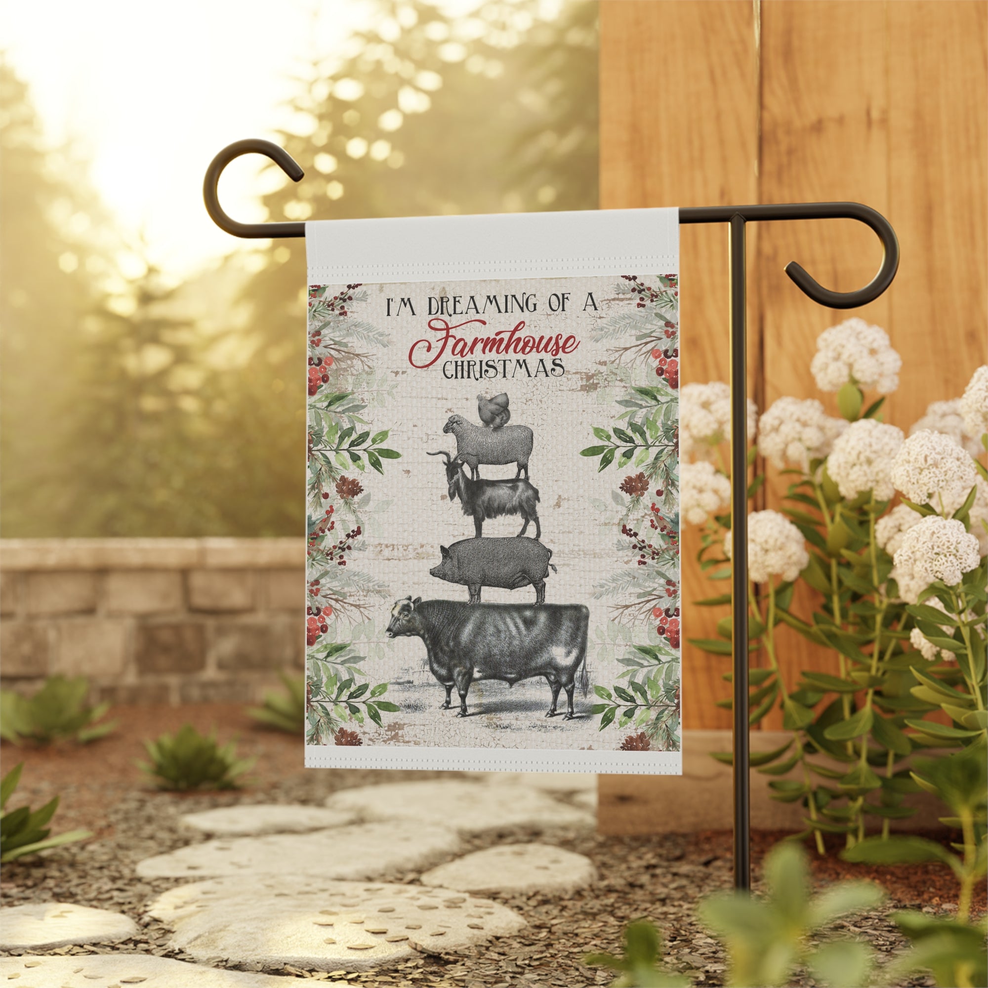 I'm Dreaming of a Vintage Farmhouse Christmas Garden Flag 12x18 – Heritage Winter House Yard Decor
