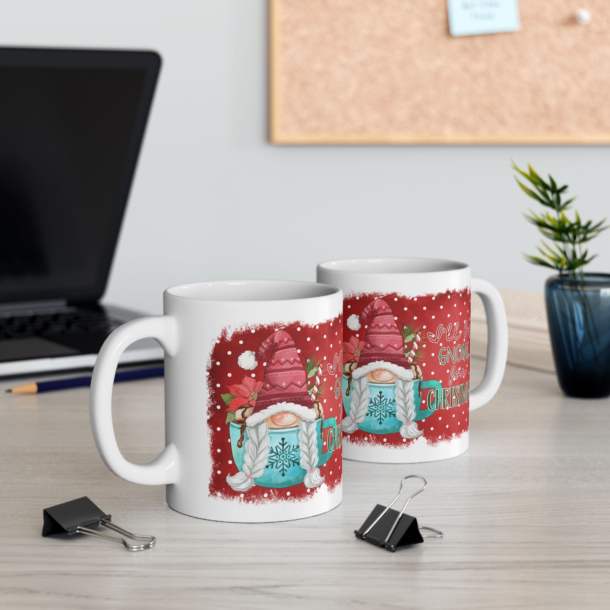 I'll Be Gnome for Christmas Polka Dot Mug Drinkware Design (11oz, 15oz)