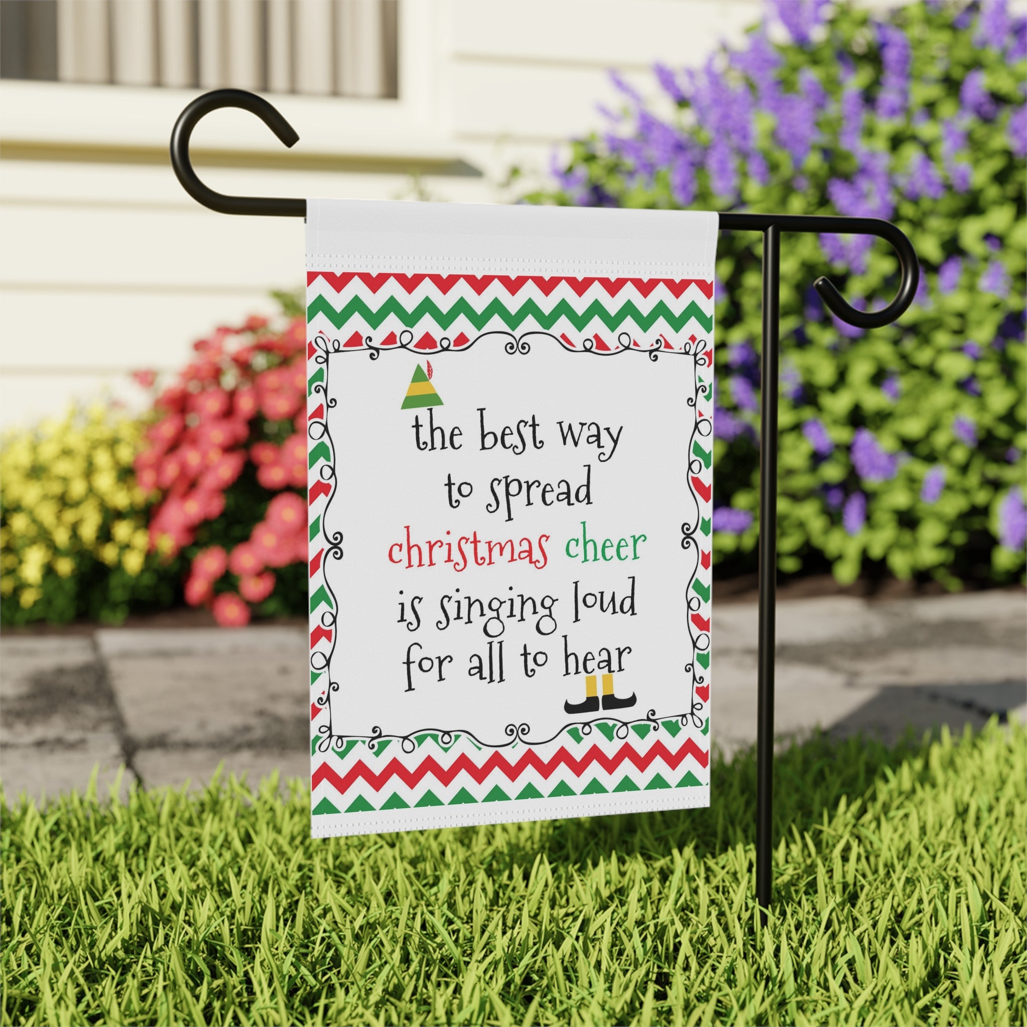 Spreading Christmas Cheer Garden Flag 12x18 – Funny Winter House Yard Decor