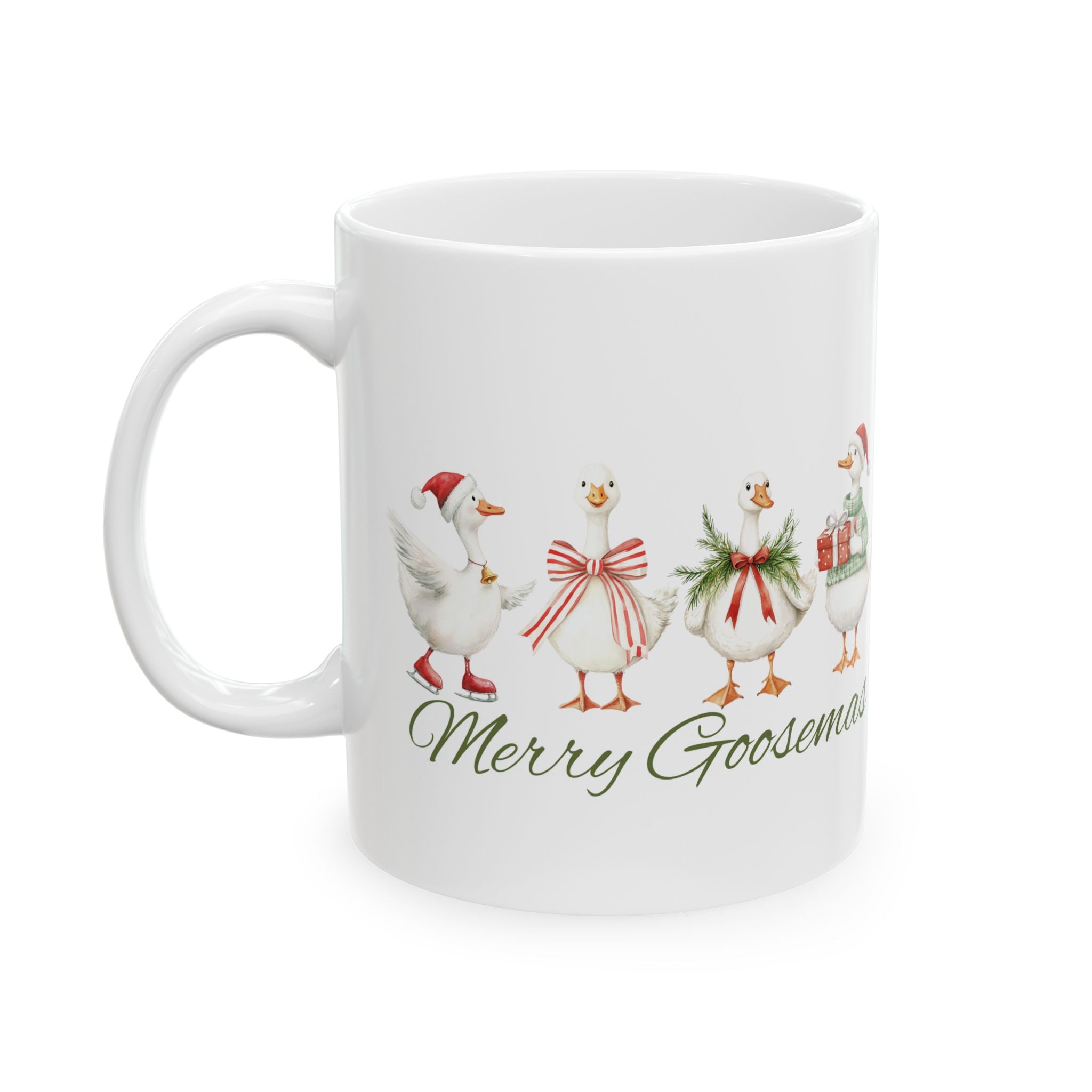'Merry Goosemas' Christmas Goose Mug — Holiday Coffee Cup (11oz & 15oz)