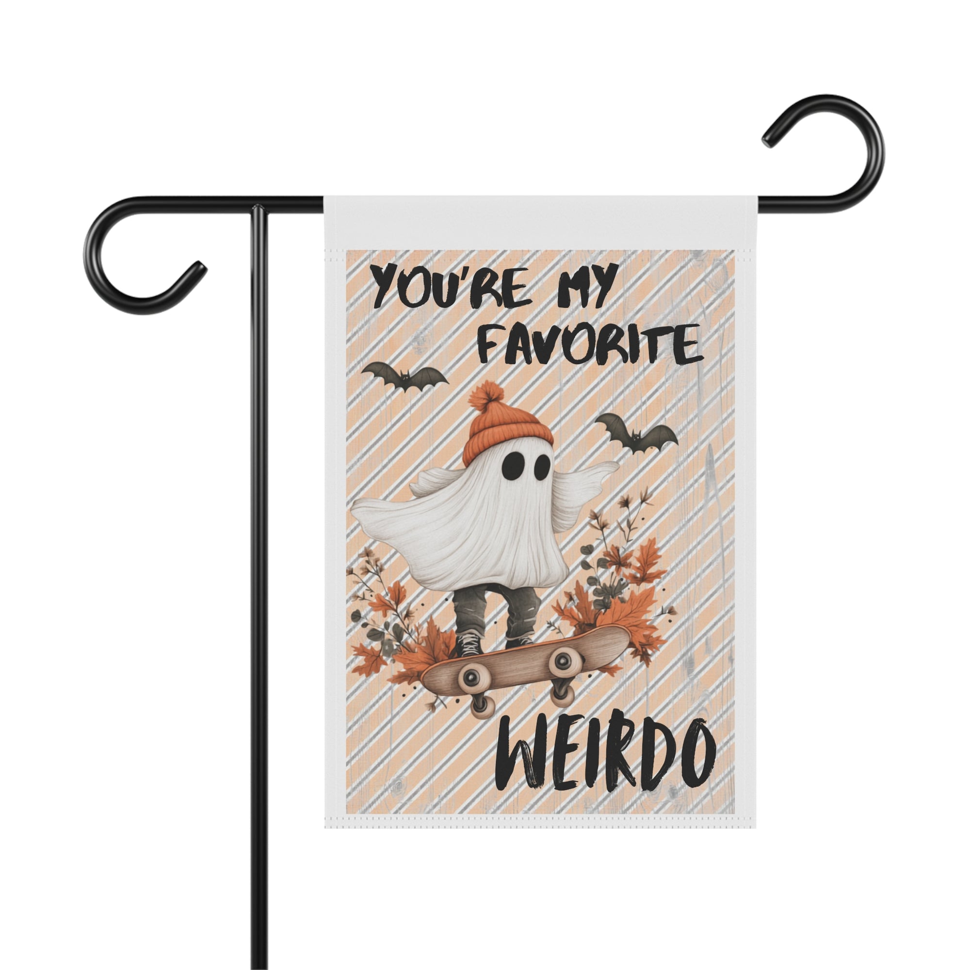 You're My Favorite Weirdo skateboarding ghost Halloween garden flag, 12x18 yard decor