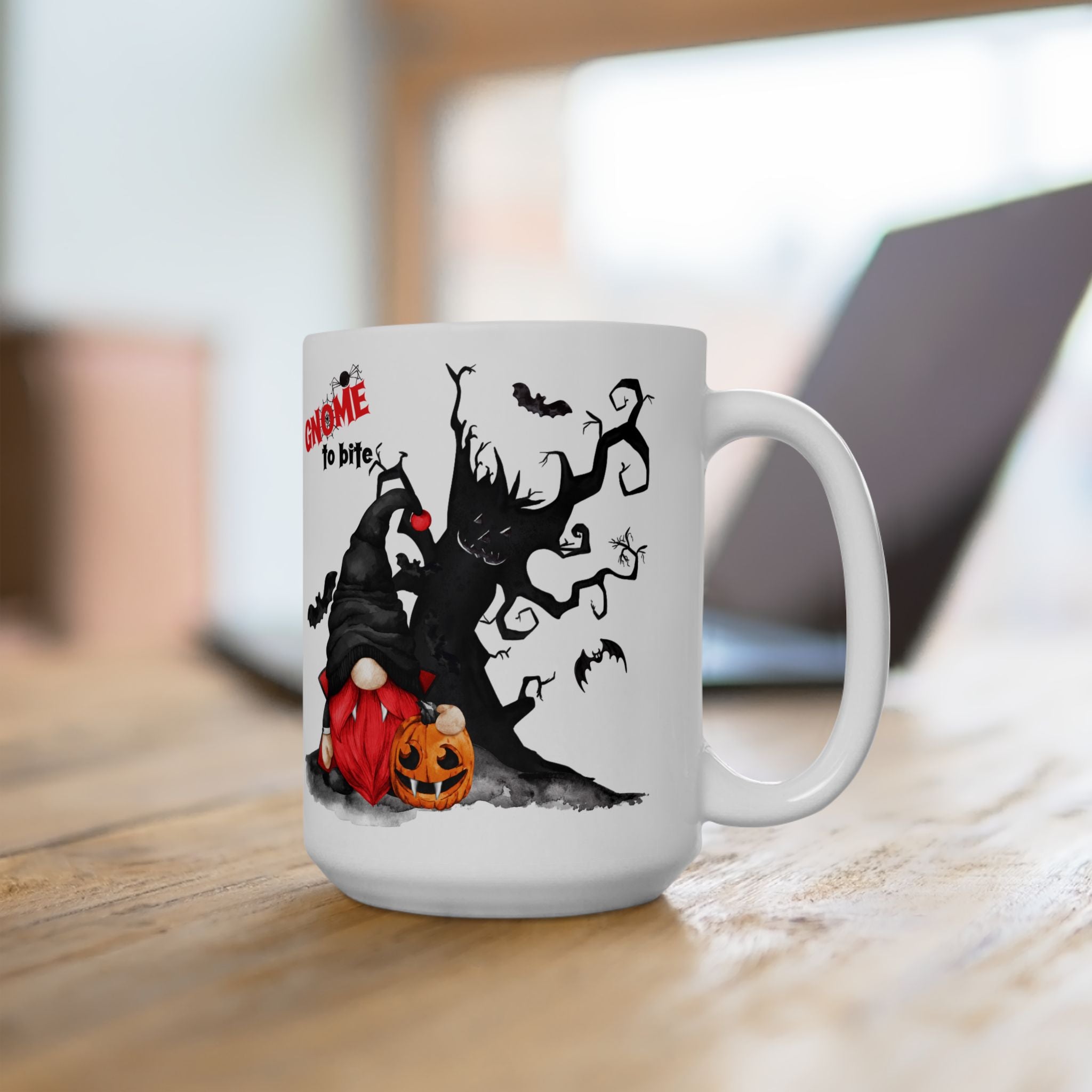Gnome To Bite – Funny Vampire Gnome Halloween Coffee Mug (11oz, 15oz)