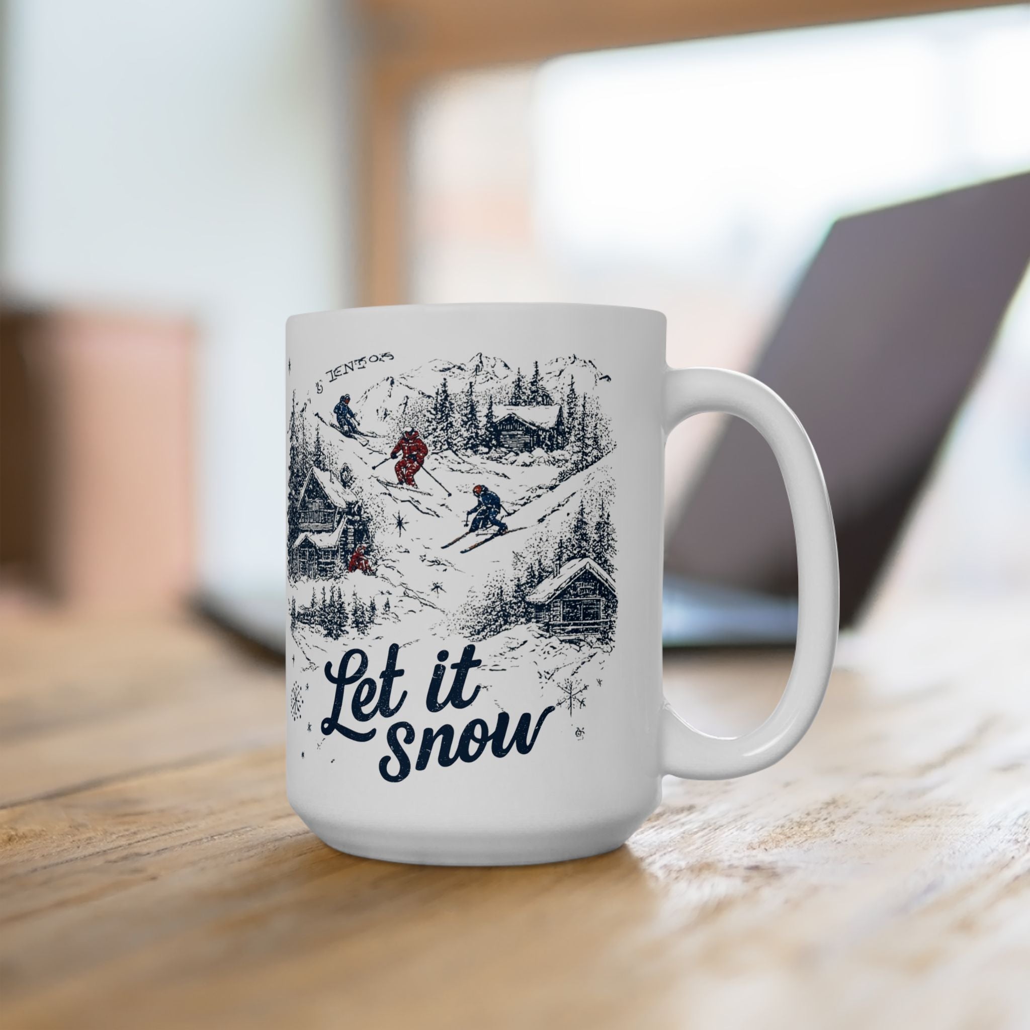 Winter Cabin Hand Drawn Mug – Cozy Snowy Lodge Scenic Coffee Cup
