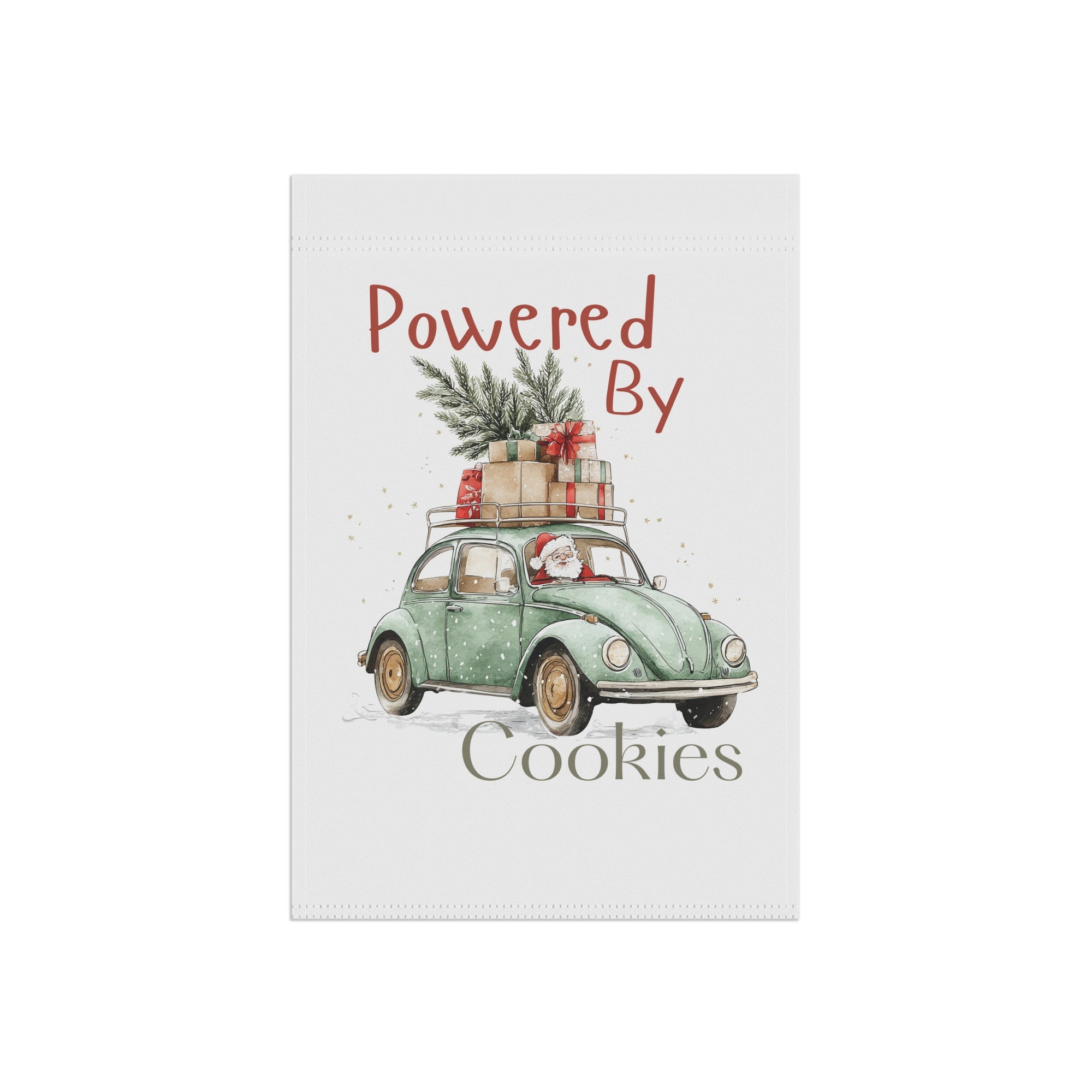 "Powered By Cookies" Vintage Car Christmas Yard Banner Garden Flag