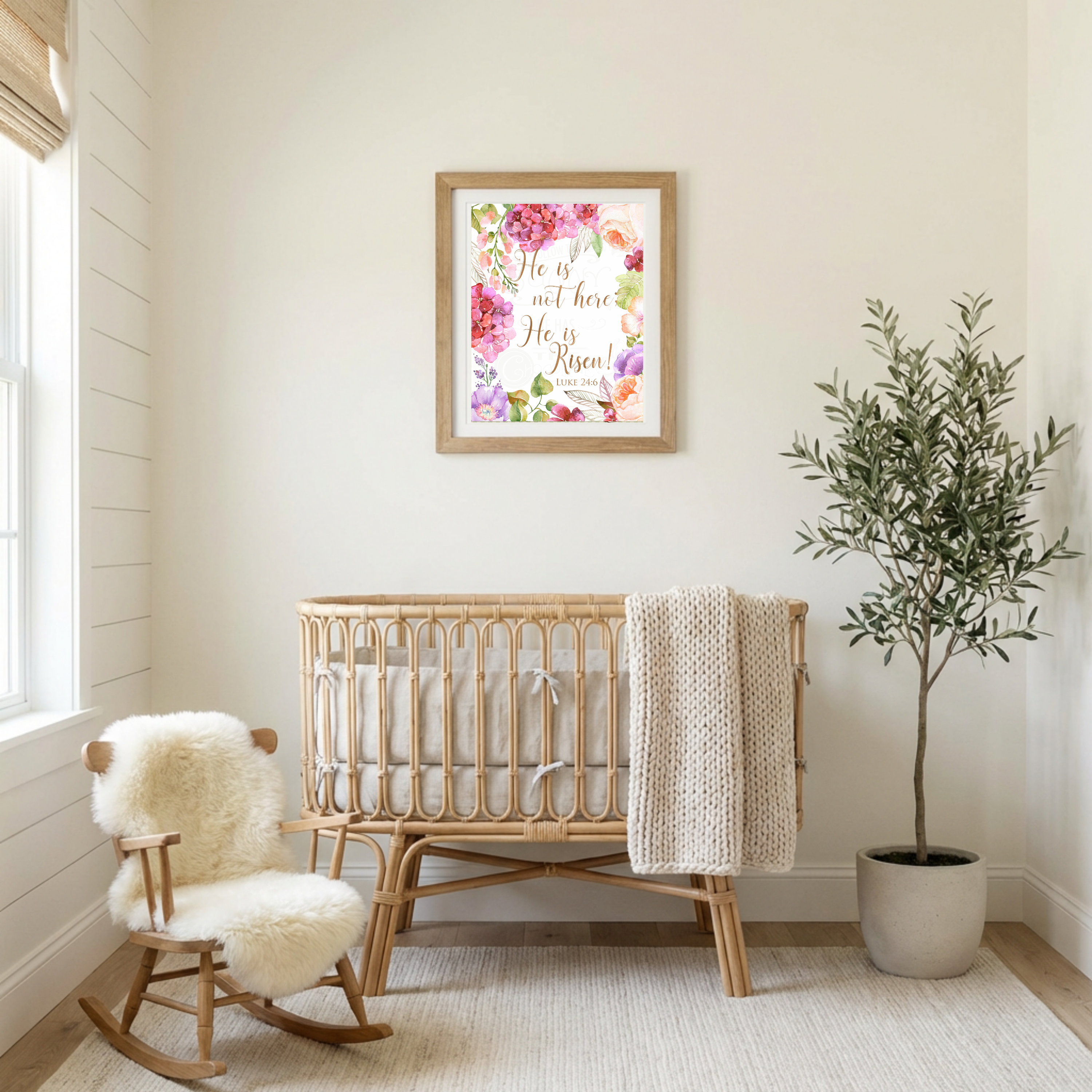 Spring Floral He Is Risen Wall Art Print 8x10 Decoration Picture - Digital Download