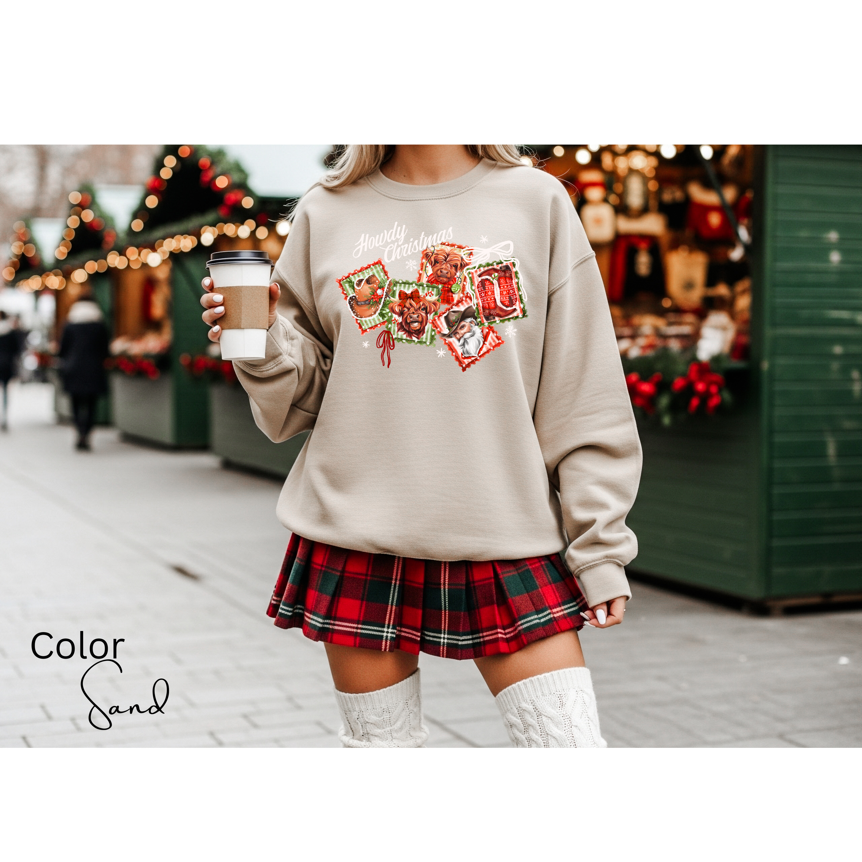 Christmas Western Highland Cow Country Santa Sweatshirt