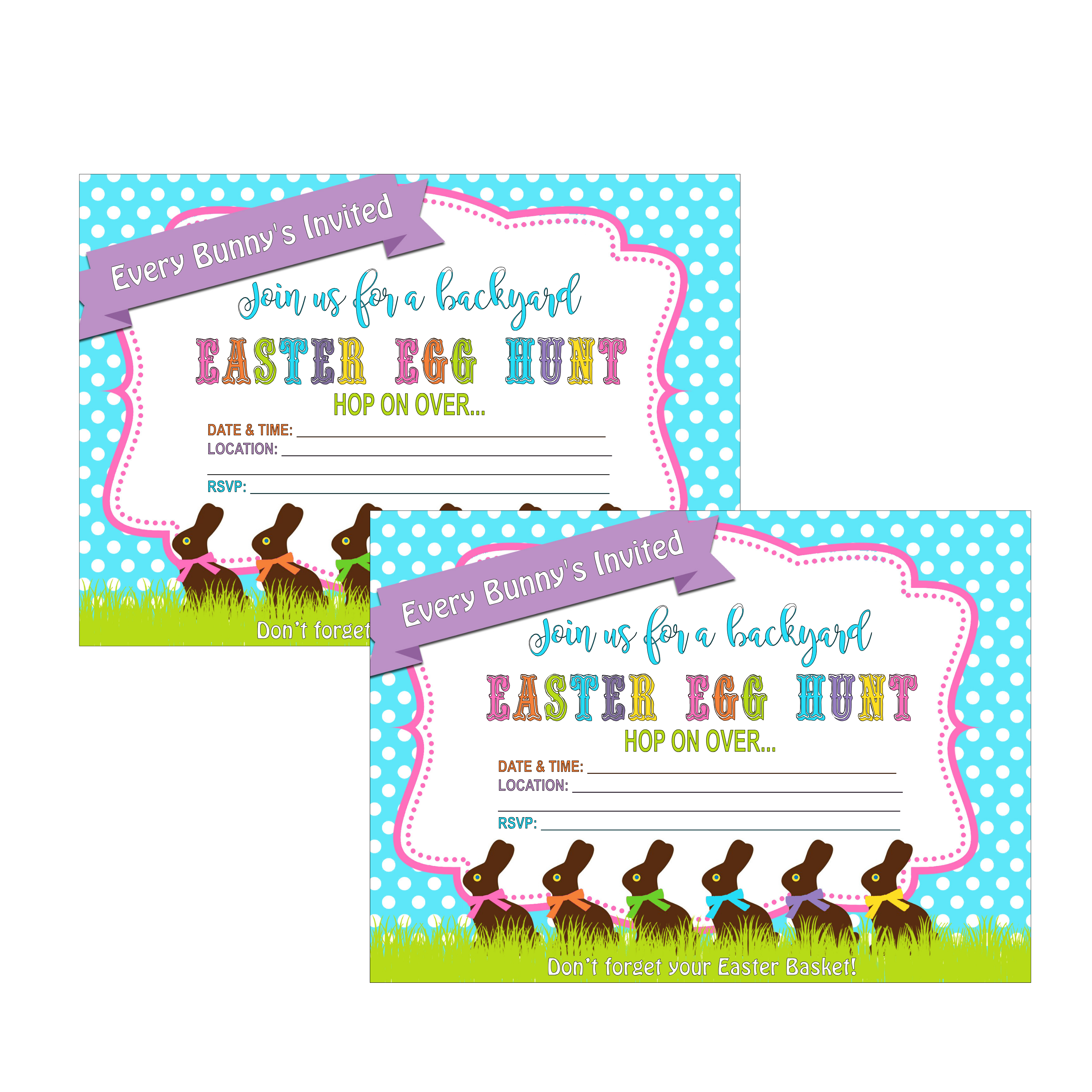 Chocolate Easter Bunny Egg Hunt Party Supply Invitation - Digital Download