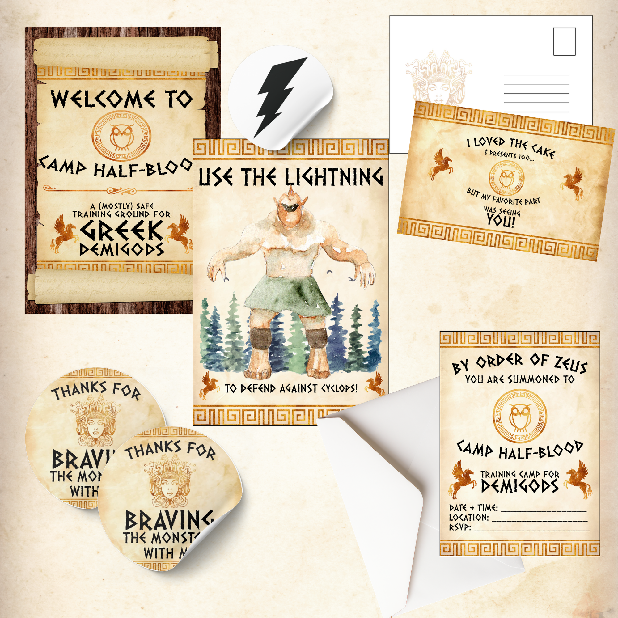 Greek Mythology Birthday Party Supplies – Percy Book Kids Adventure Party Bundle with Invitations & Games