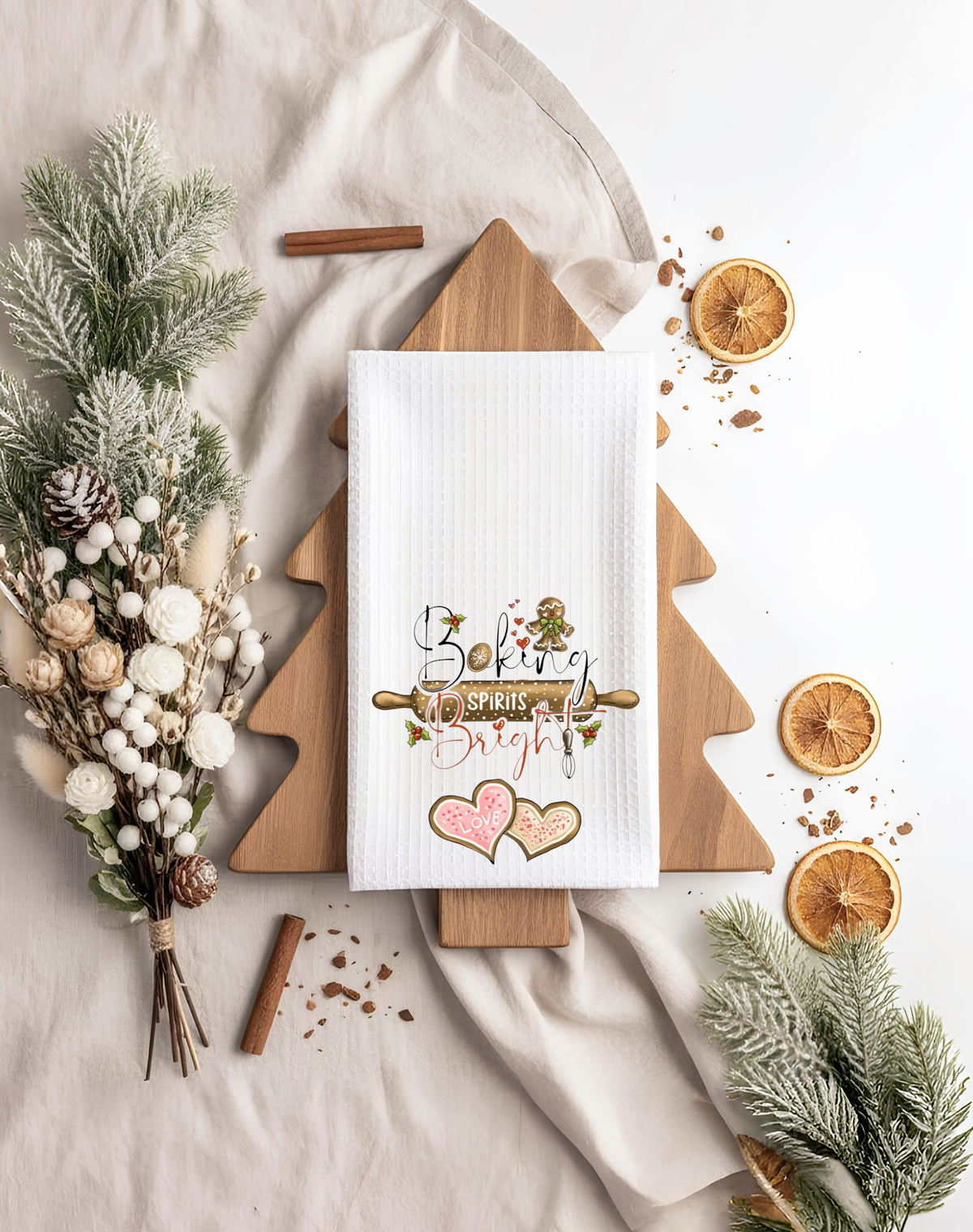 Baking Spirits Bright gingerbread Christmas tea towel — Silly Goose Gift