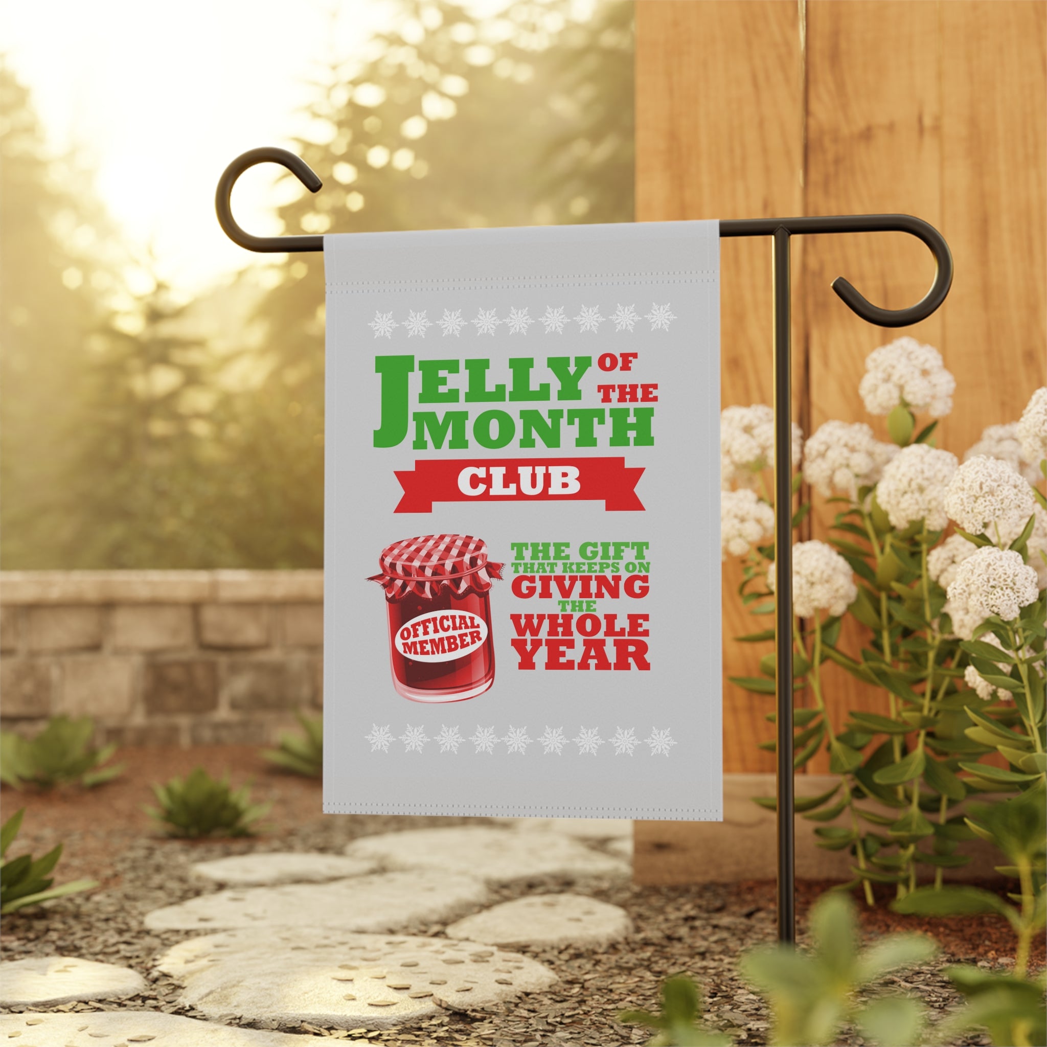 Jelly of the Month Club Garden Flag 12x18 – Funny Winter House Yard Decor