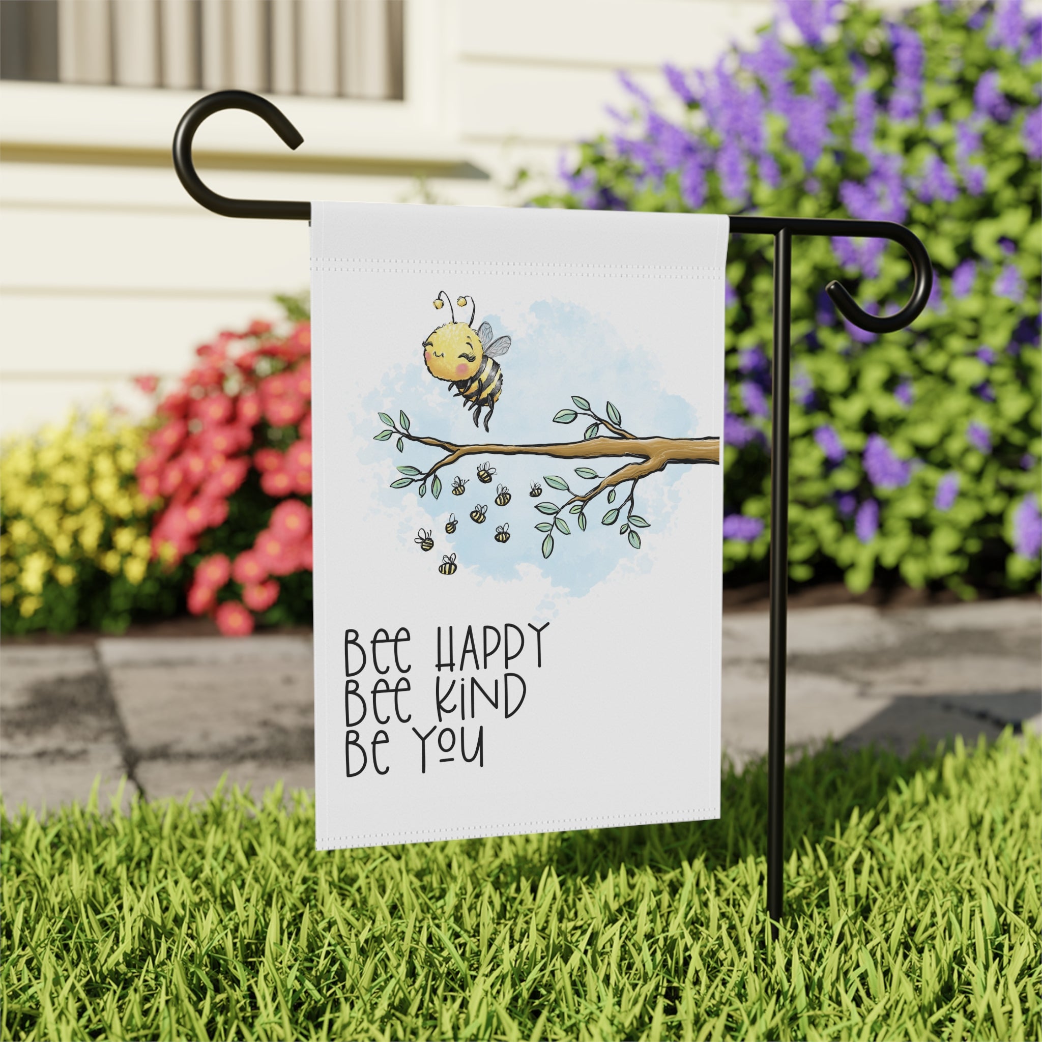 Bee Happy Kind Be You Garden Flag 12x18 –  Honey Beehive Family Yard Decor