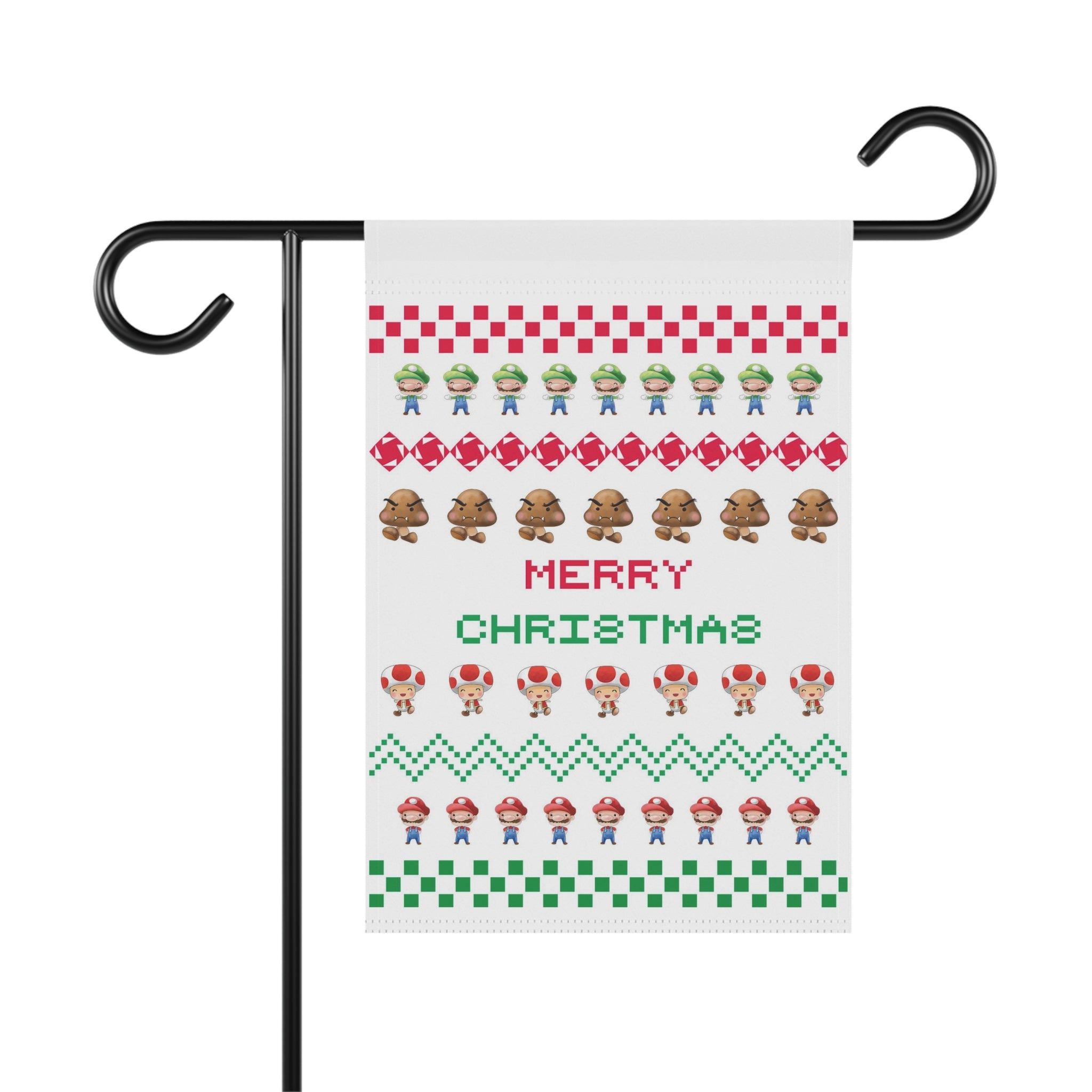 Merry Christmas cute video gamer Christmas garden flag, 12x18 winter yard decor