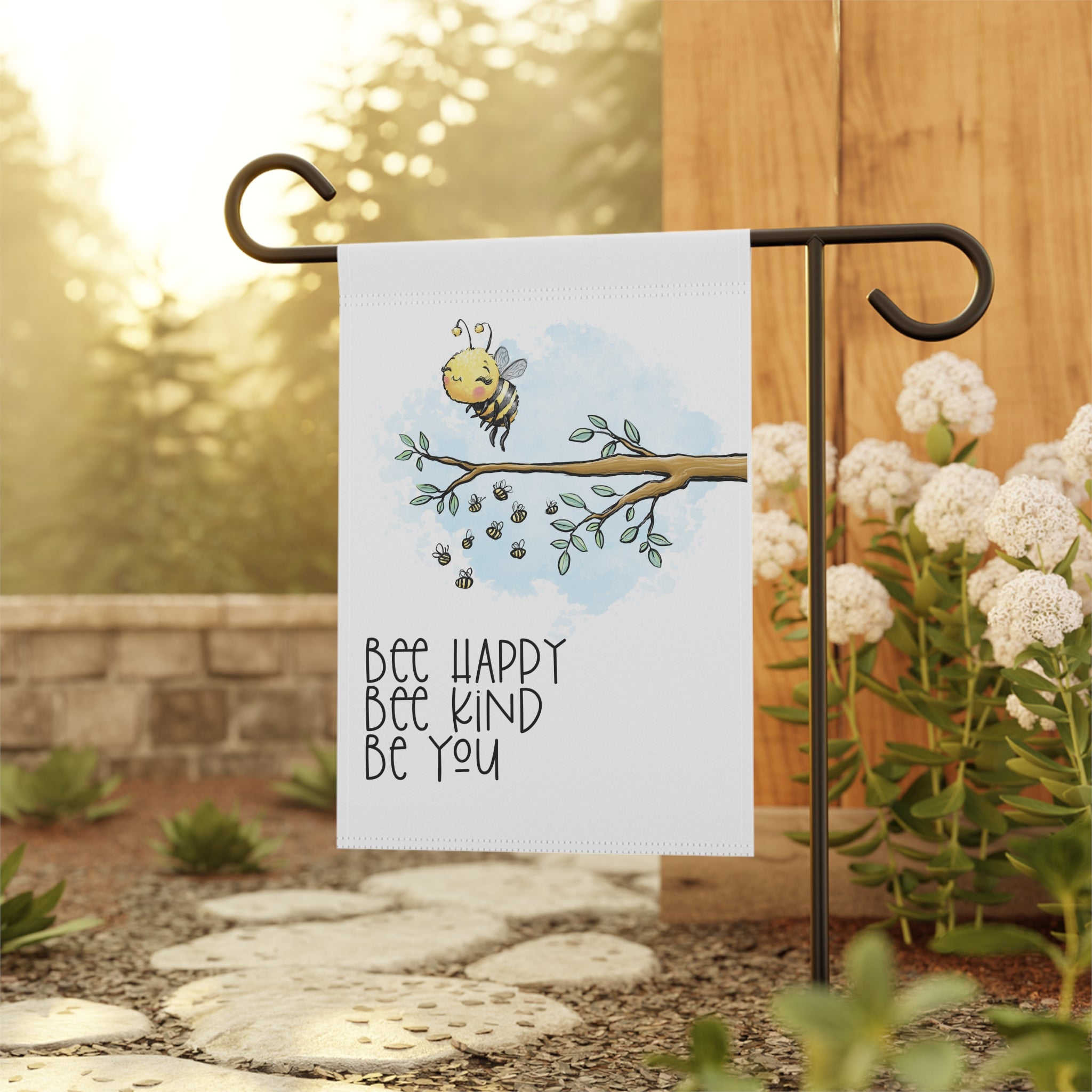 Bee Happy Kind Be You Garden Flag 12x18 –  Honey Beehive Family Yard Decor