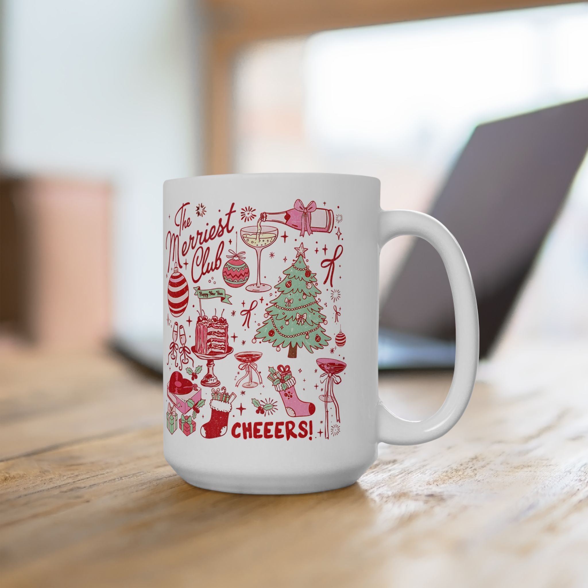 'The Merriest Club' Holiday Christmas Mug Coffee Cup (11oz/15oz)