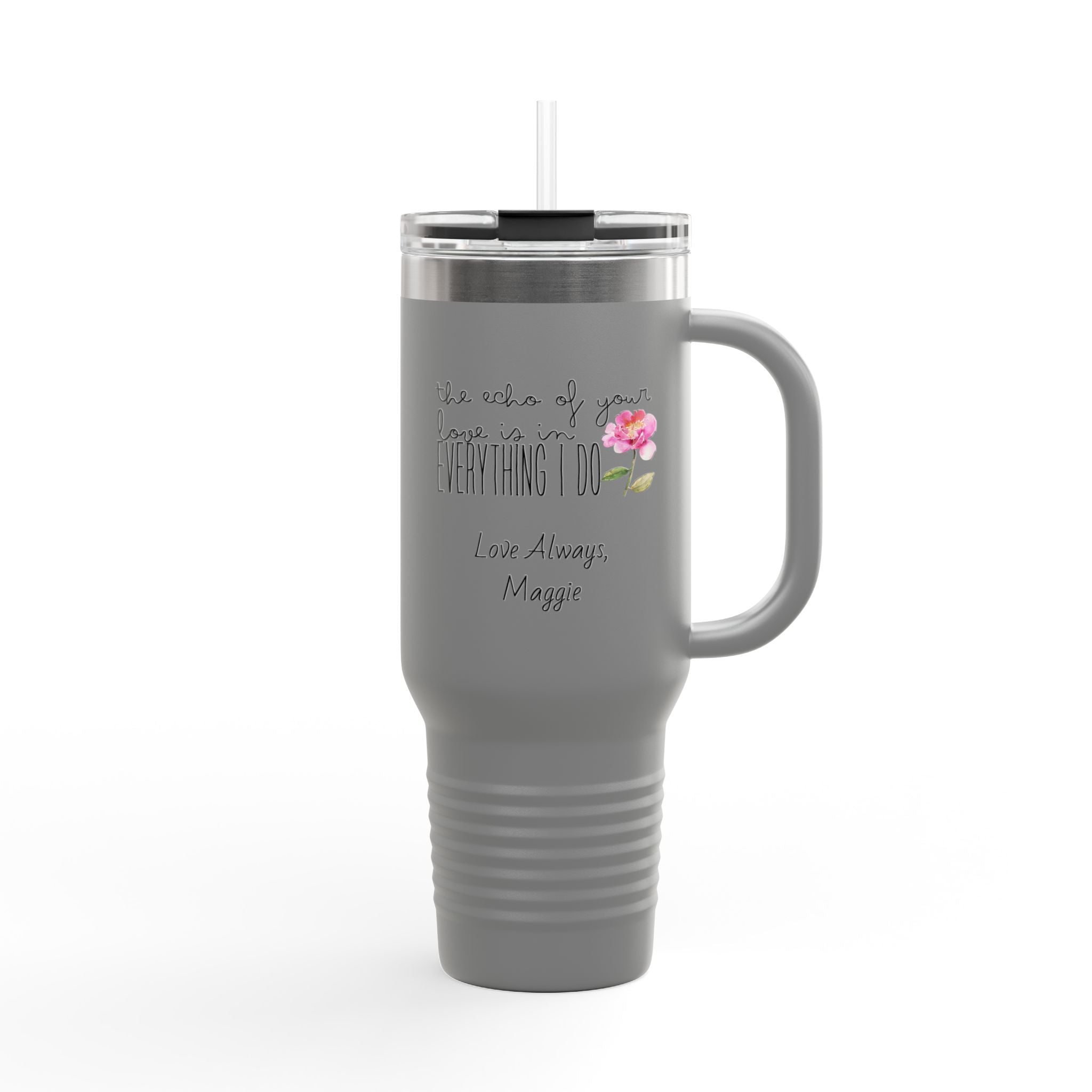 Personalized Mothers Day Tumbler Watercolor Floral 40oz Travel Mug Gift for Mom