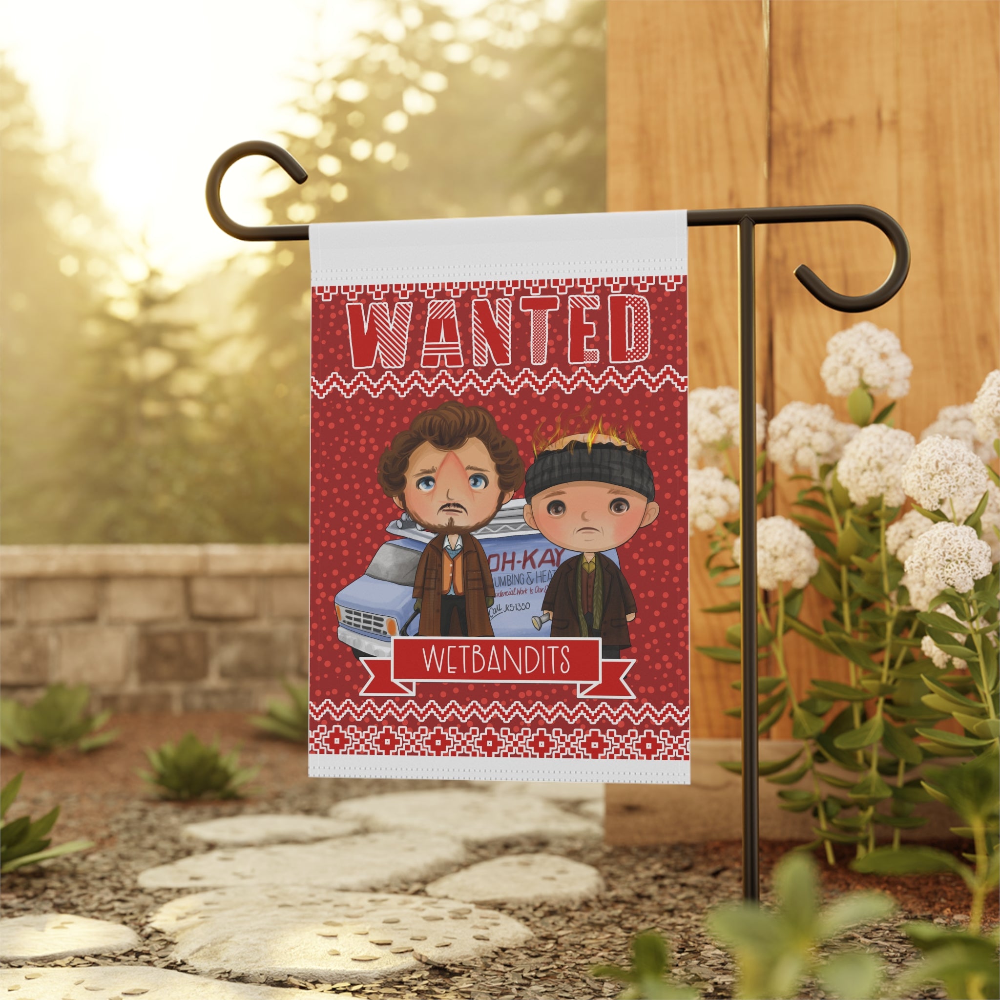 Funny Wanted Poster Christmas Garden Flag 12x18 – Nostalgic Winter House Yard Decor