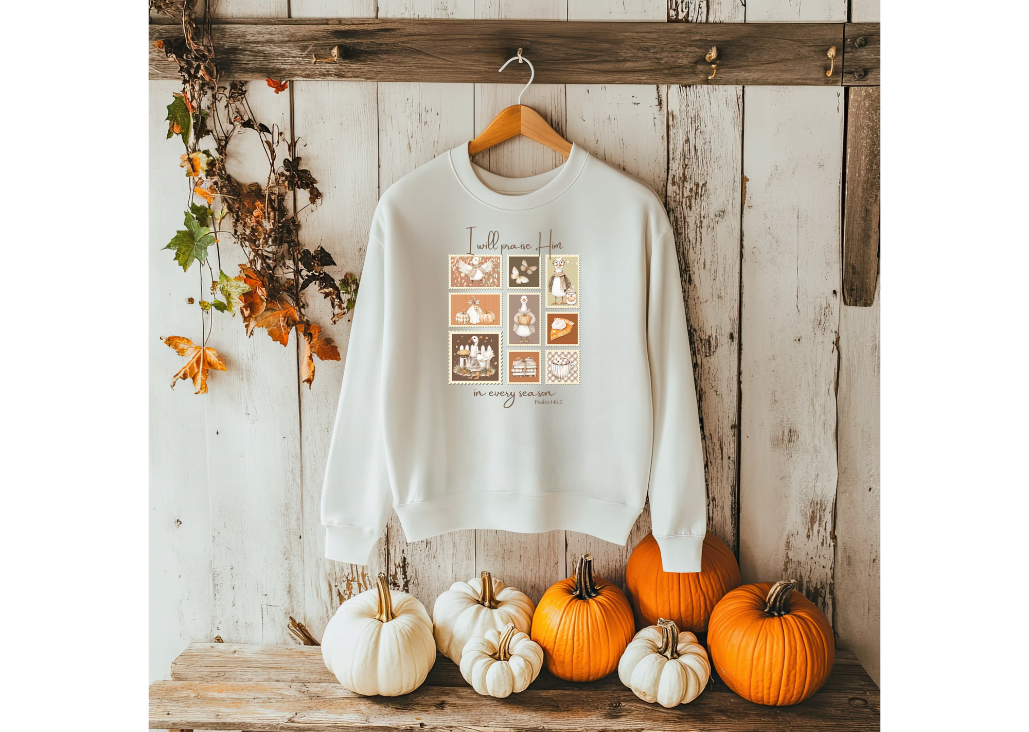 I Will Praise Him In Every Season - Cozy Crewneck Sweatshirt, Fall Fashion, Gift for Thanksgiving Celebrations