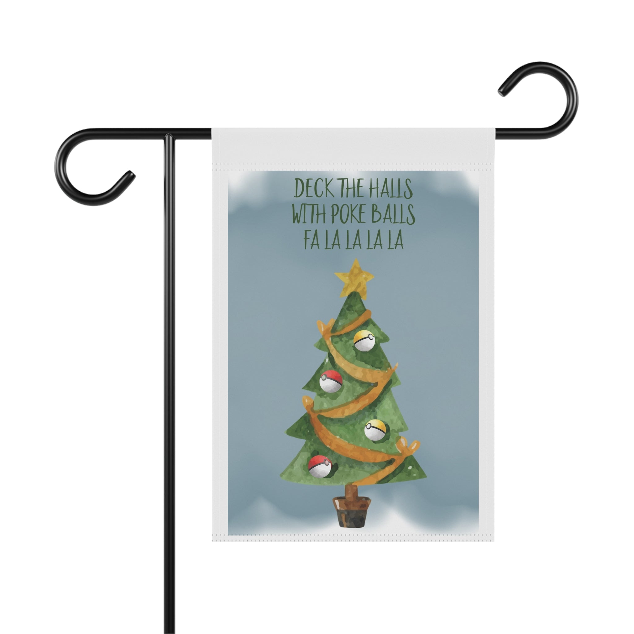 Deck the Halls Fa La La La funny Christmas tree garden flag, 12x18 yard decor