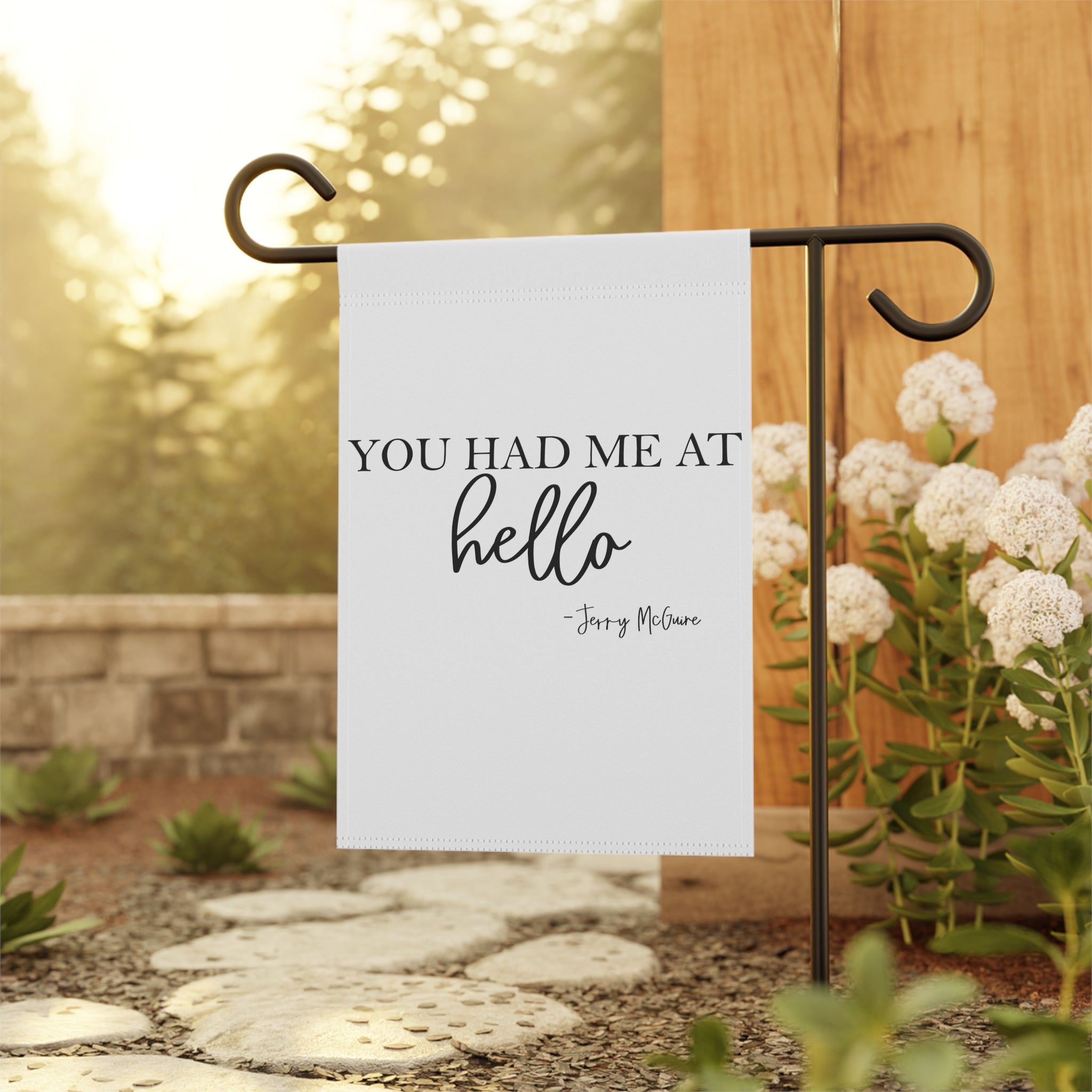 You Had Me At Hello Garden Flag 12x18 – Funny Typography Yard Decor