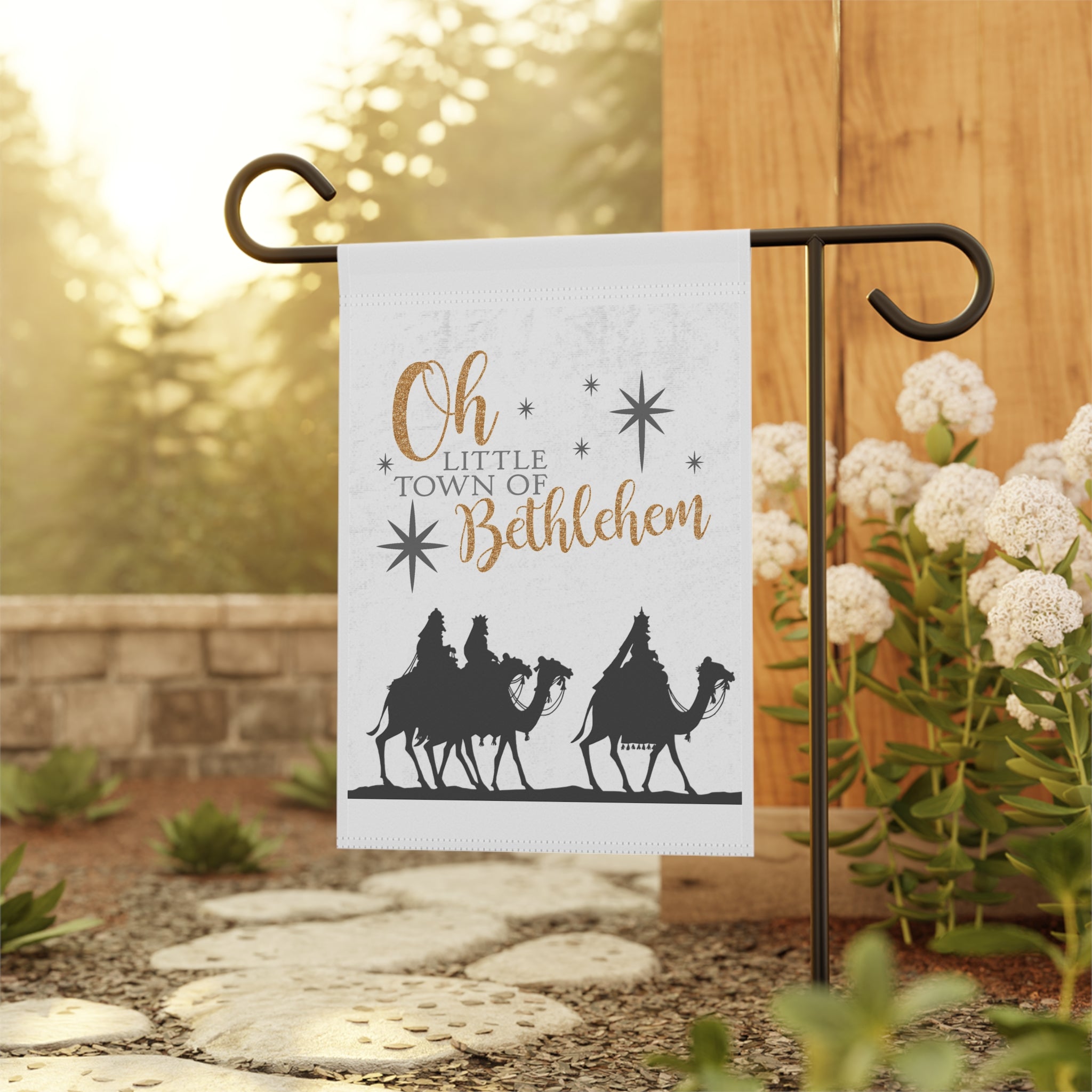 Oh Little Town of Bethlehem Nativity Christmas Garden Flag 12x18 – Vintage Heritage Winter Yard Decor